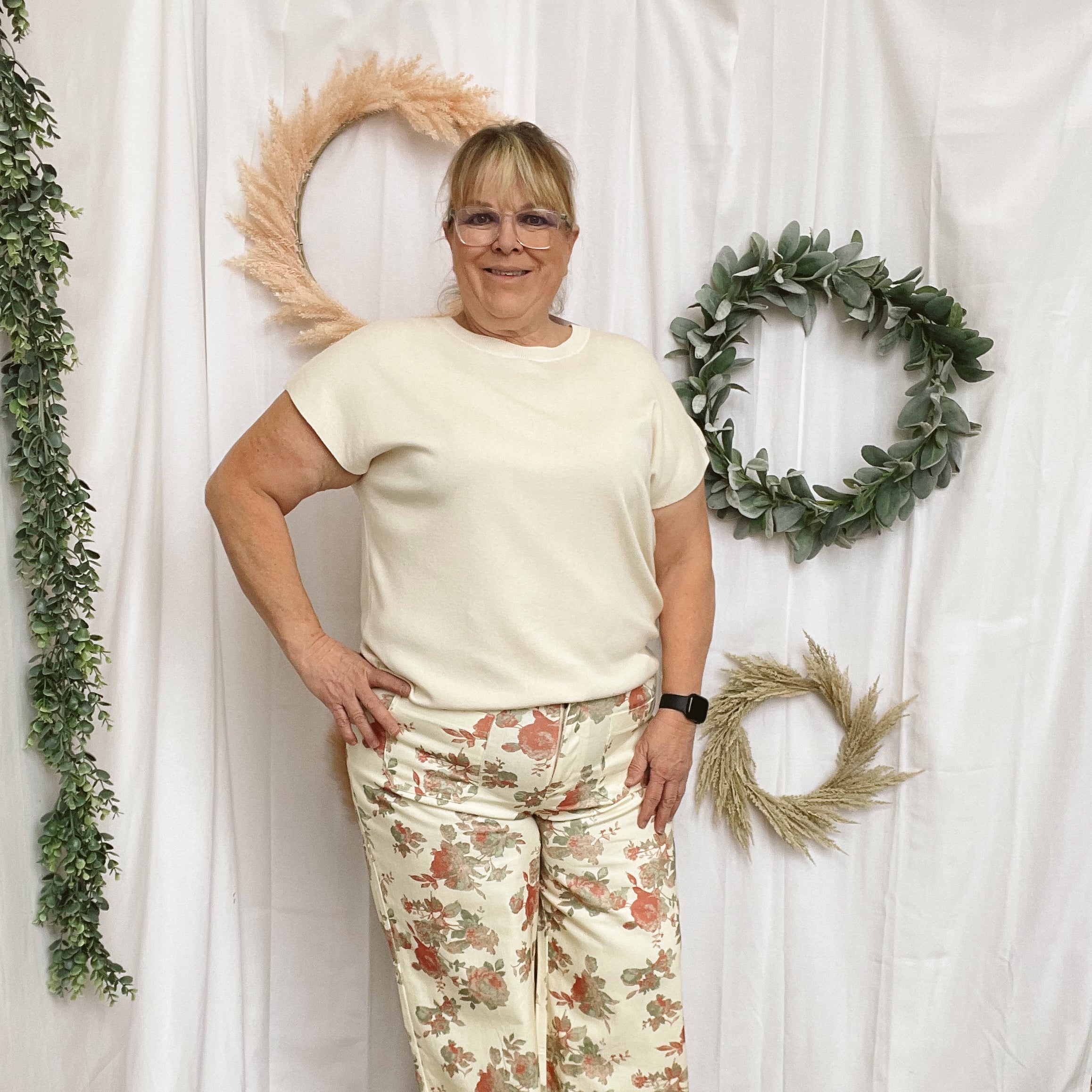 Sadie Floral Pants-Ivory-Pants-entro-The Silo Boutique, Women's Fashion Boutique Located in Warren and Grand Forks North Dakota