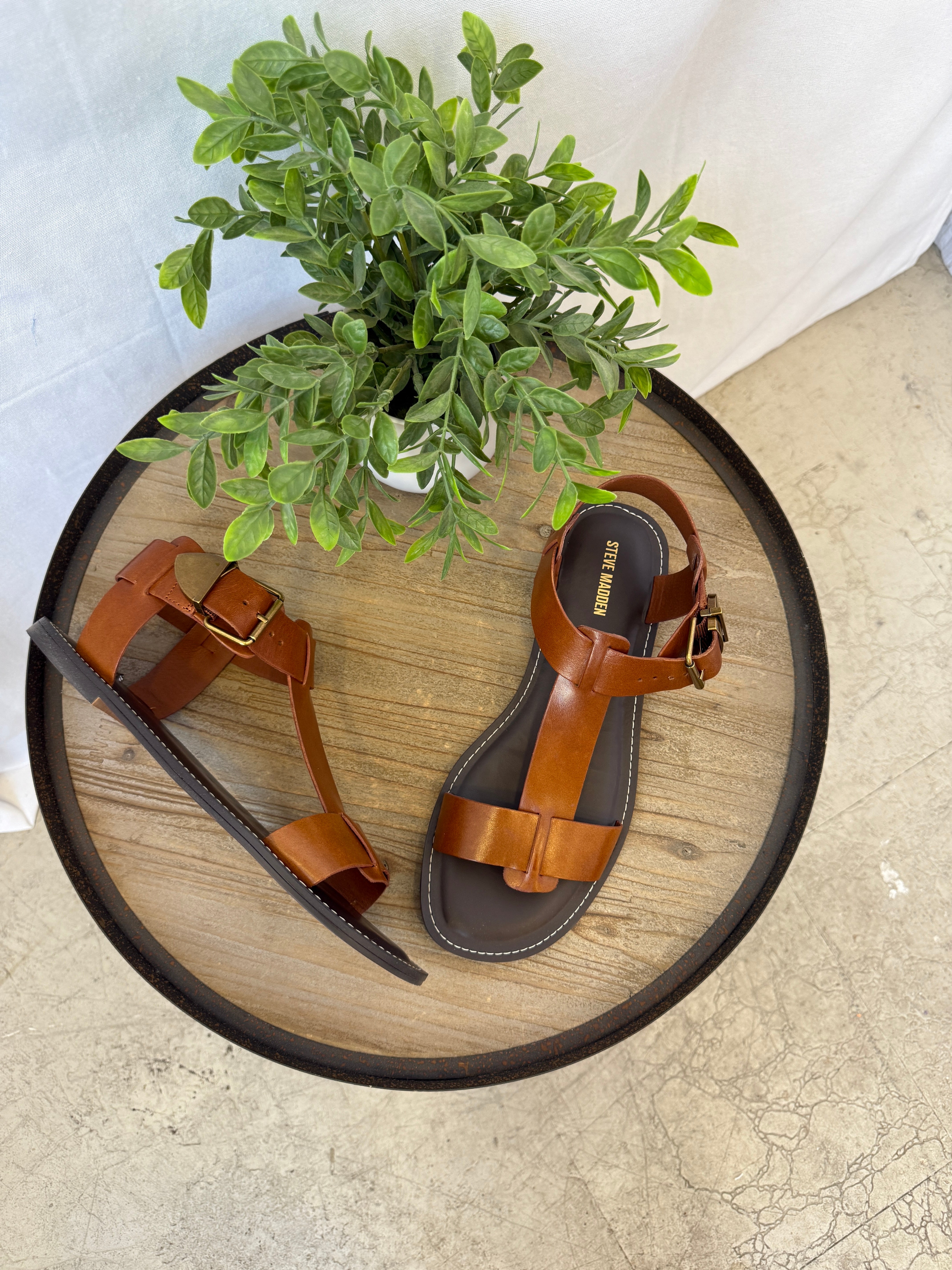 Steve Madden Brazinn Sandal-Tan Leather-Sneakers-steve madden-The Silo Boutique, Women's Fashion Boutique Located in Warren and Grand Forks North Dakota