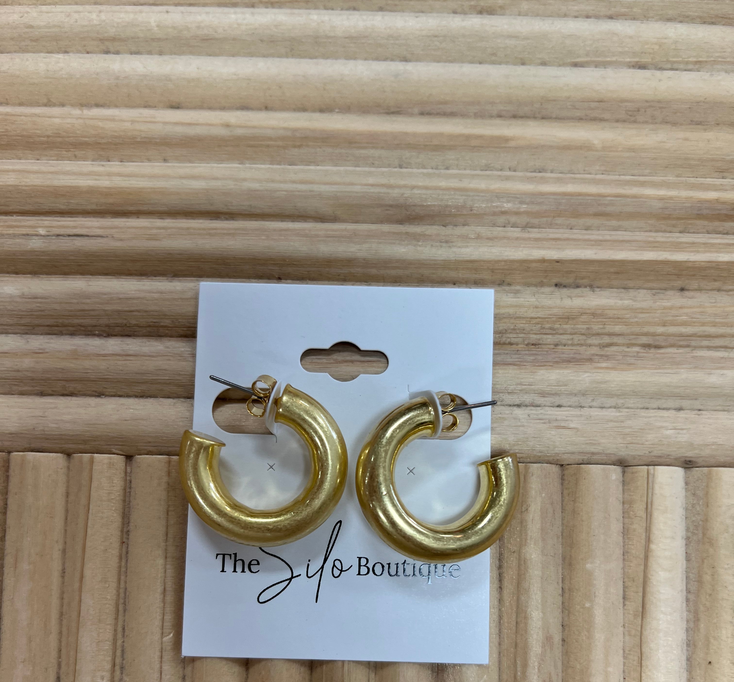 Gold Mini Thick Hoop-Earrings-Fame-The Silo Boutique, Women's Fashion Boutique Located in Warren and Grand Forks North Dakota