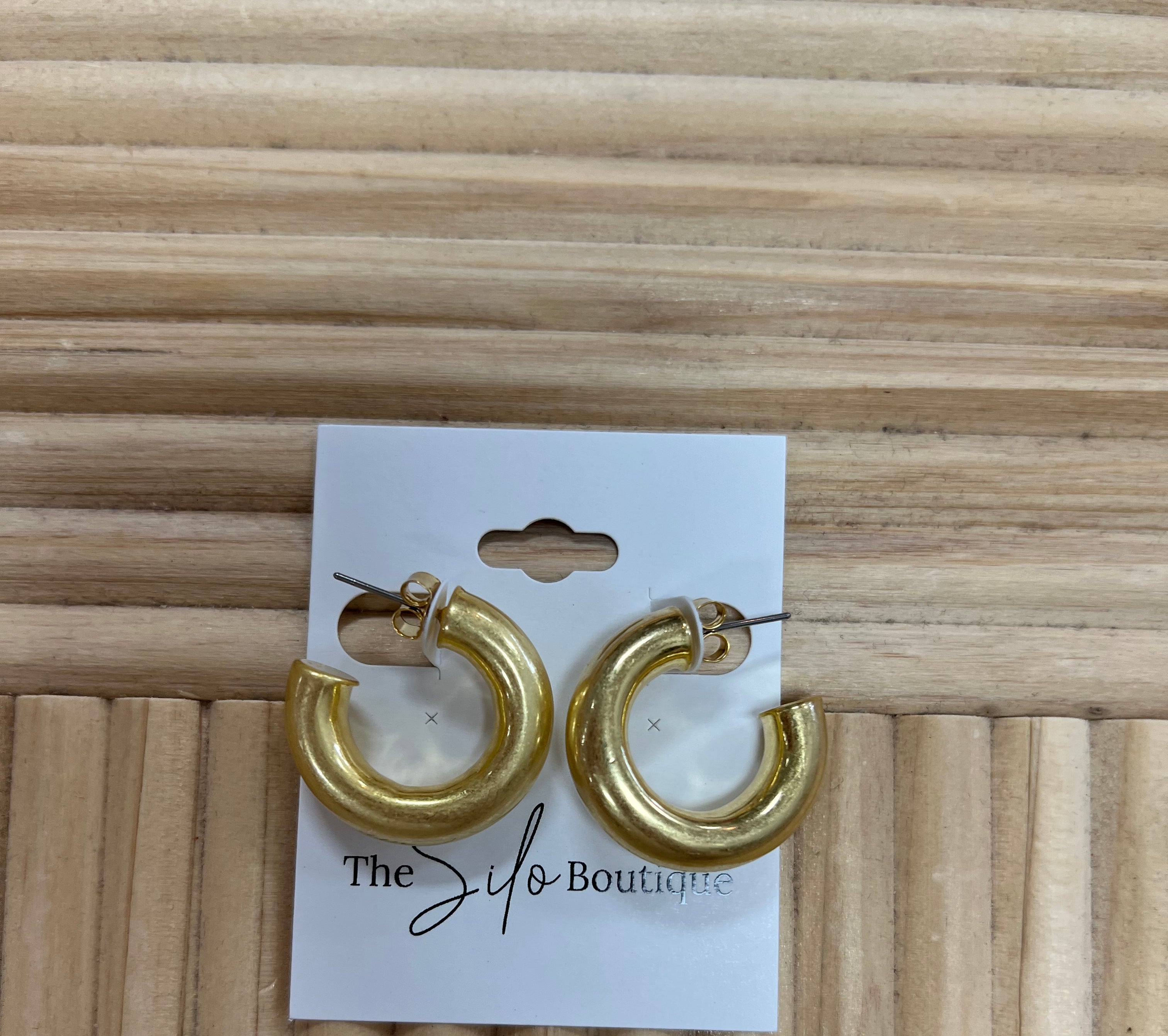 Gold Mini Thick Hoop-Earrings-Fame-The Silo Boutique, Women's Fashion Boutique Located in Warren and Grand Forks North Dakota