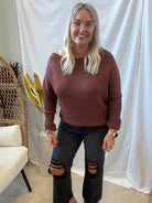 Textured One Shoulder Brown Top-Long Sleeve Tops-promesa-The Silo Boutique, Women's Fashion Boutique Located in Warren and Grand Forks North Dakota