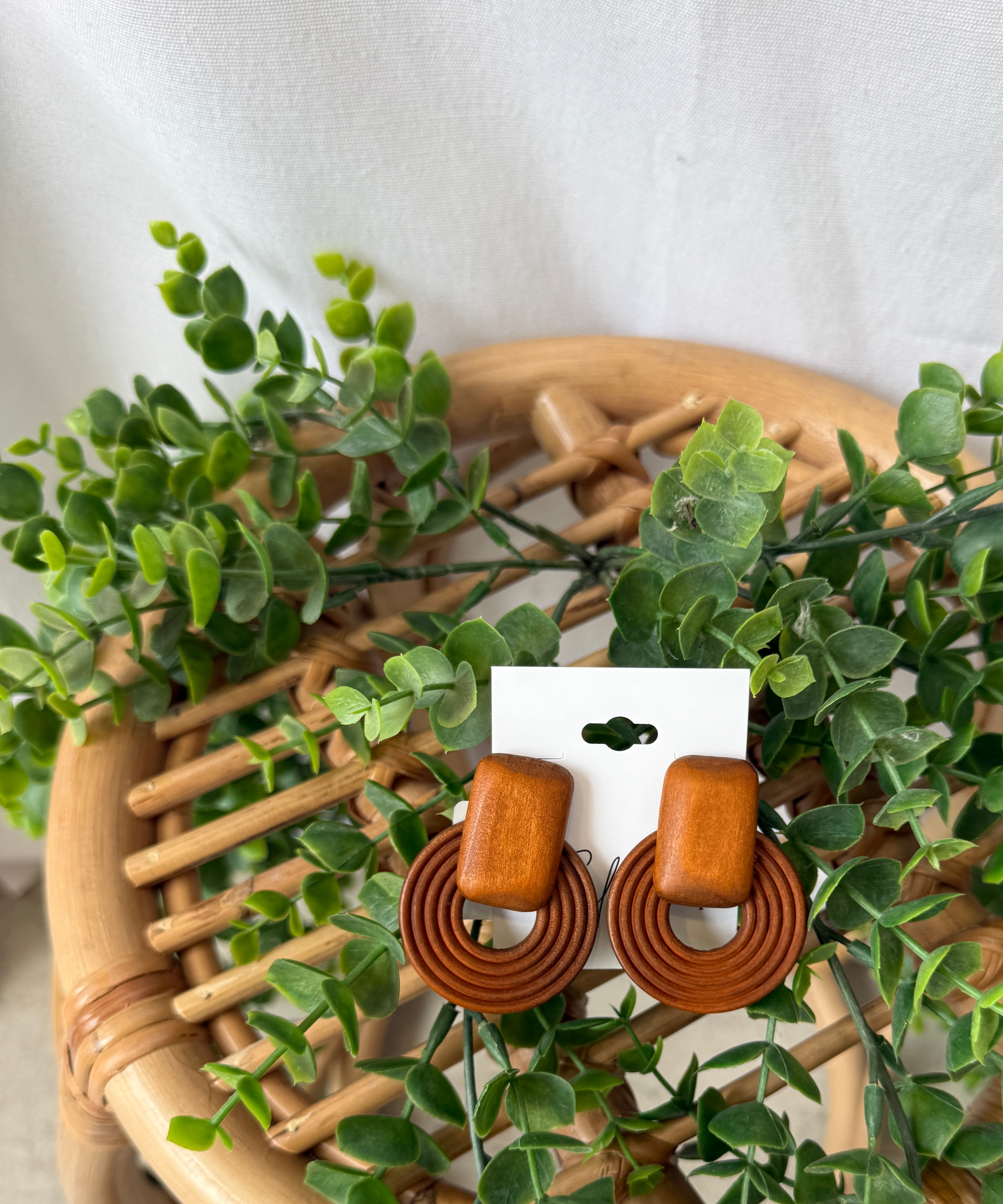 Cognac Wood Earrings-Earrings-fame-The Silo Boutique, Women's Fashion Boutique Located in Warren and Grand Forks North Dakota