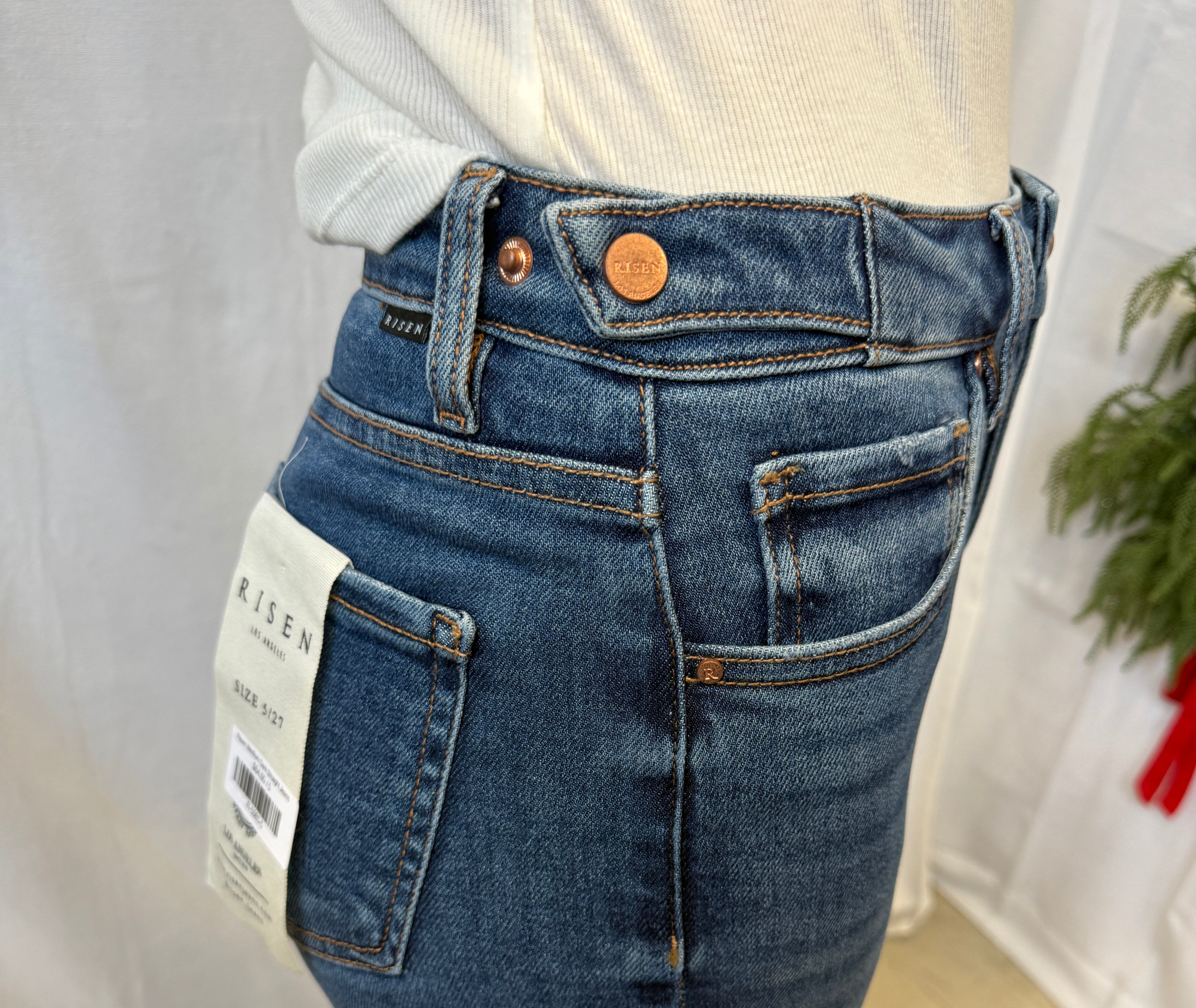 Risen Medium Dark Straight Jeans-Jeans-risen-The Silo Boutique, Women's Fashion Boutique Located in Warren and Grand Forks North Dakota