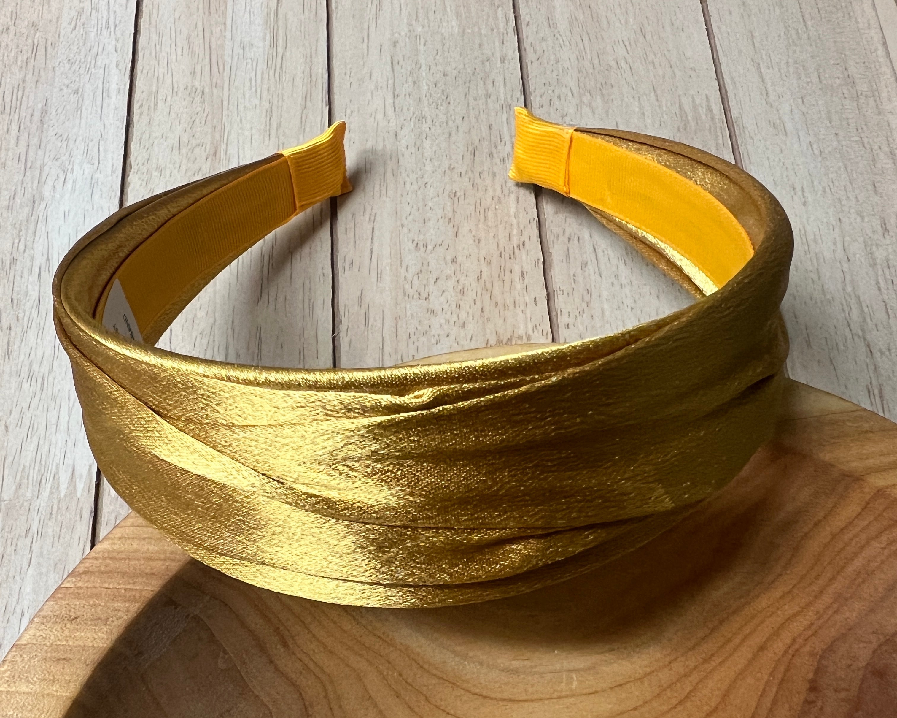 Mustard Satin Headband-Headbands-Dallas Market-The Silo Boutique, Women's Fashion Boutique Located in Warren and Grand Forks North Dakota