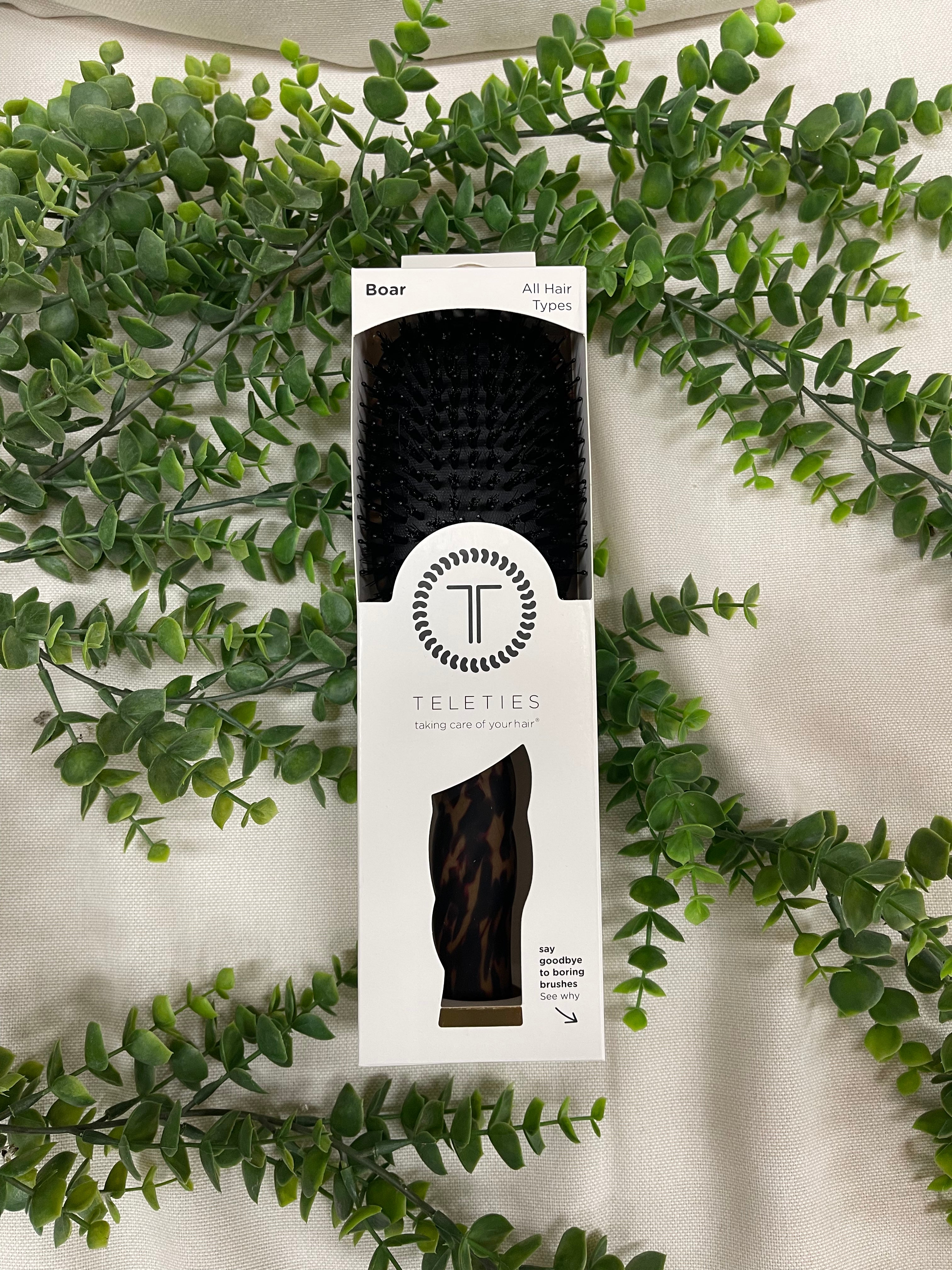 Teleties Boar Bristle Hair Brush - Tortoise-Hair Accessories-teleties-The Silo Boutique, Women's Fashion Boutique Located in Warren and Grand Forks North Dakota