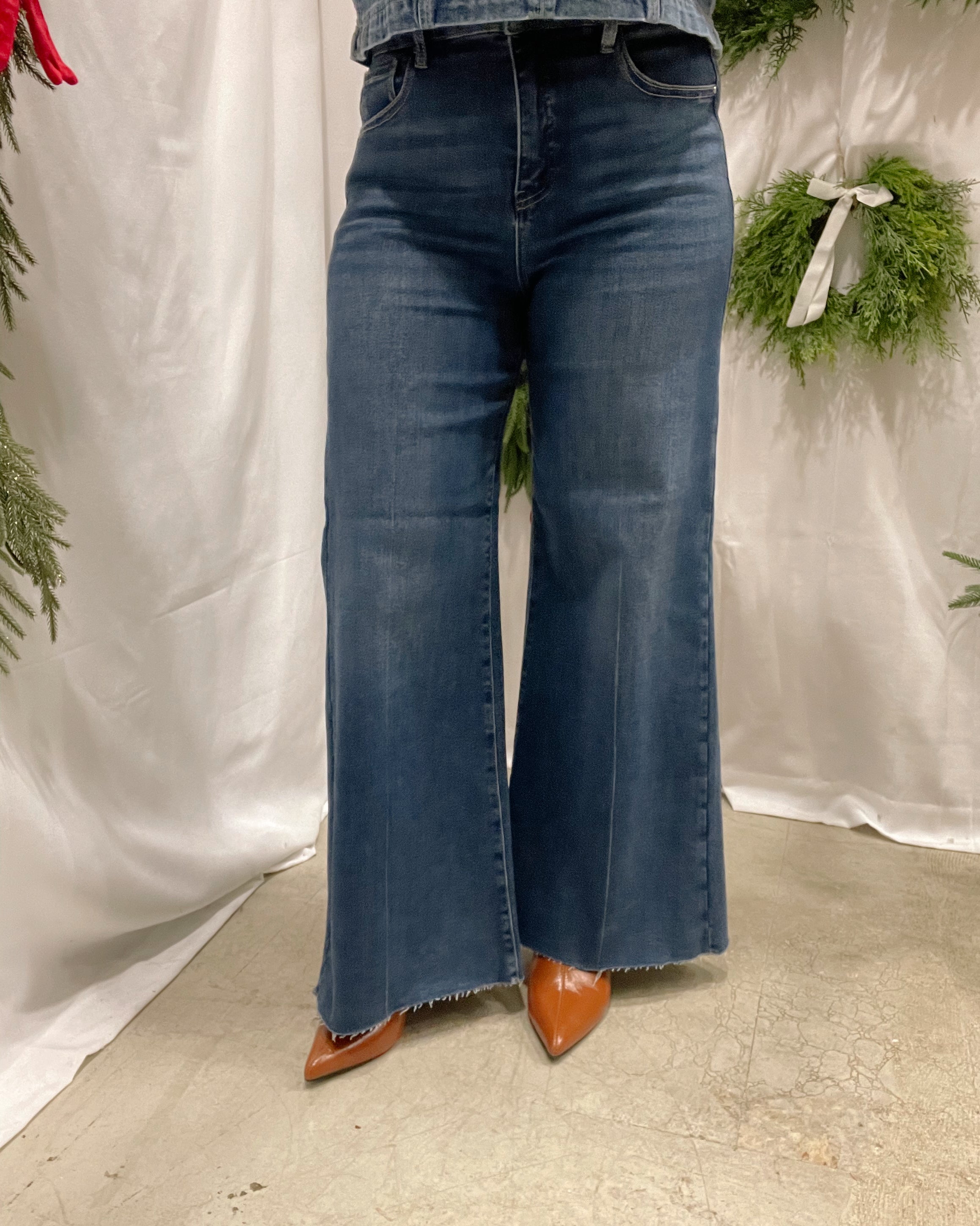 Risen Wide Leg Palazzo Jeans-Jeans-risen-The Silo Boutique, Women's Fashion Boutique Located in Warren and Grand Forks North Dakota