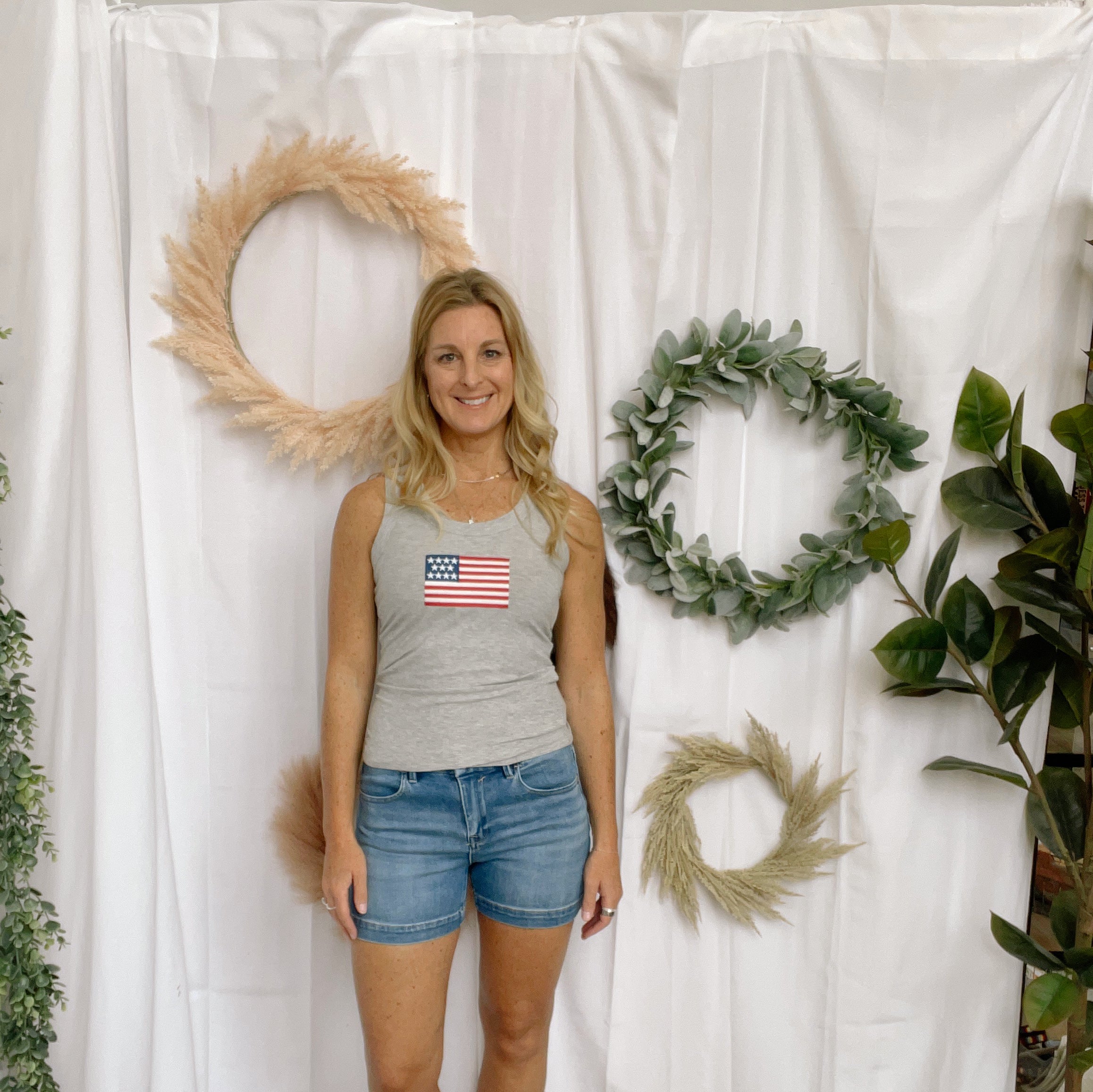 Zen Ribbled Flag Tank Top-Grey-Tank Tops-Zenana-The Silo Boutique, Women's Fashion Boutique Located in Warren and Grand Forks North Dakota