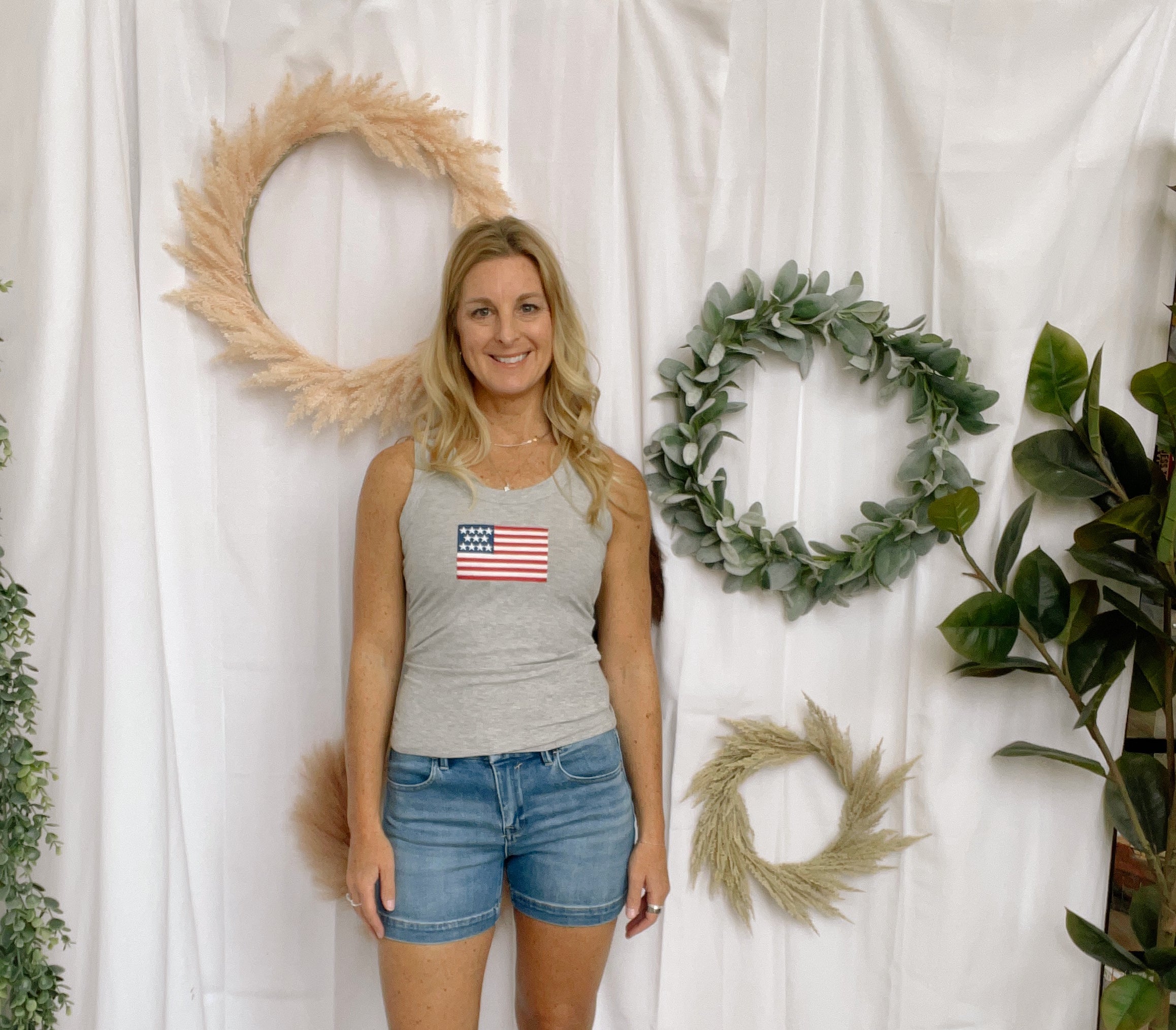 Zen Ribbled Flag Tank Top-Grey-Tank Tops-Zenana-The Silo Boutique, Women's Fashion Boutique Located in Warren and Grand Forks North Dakota