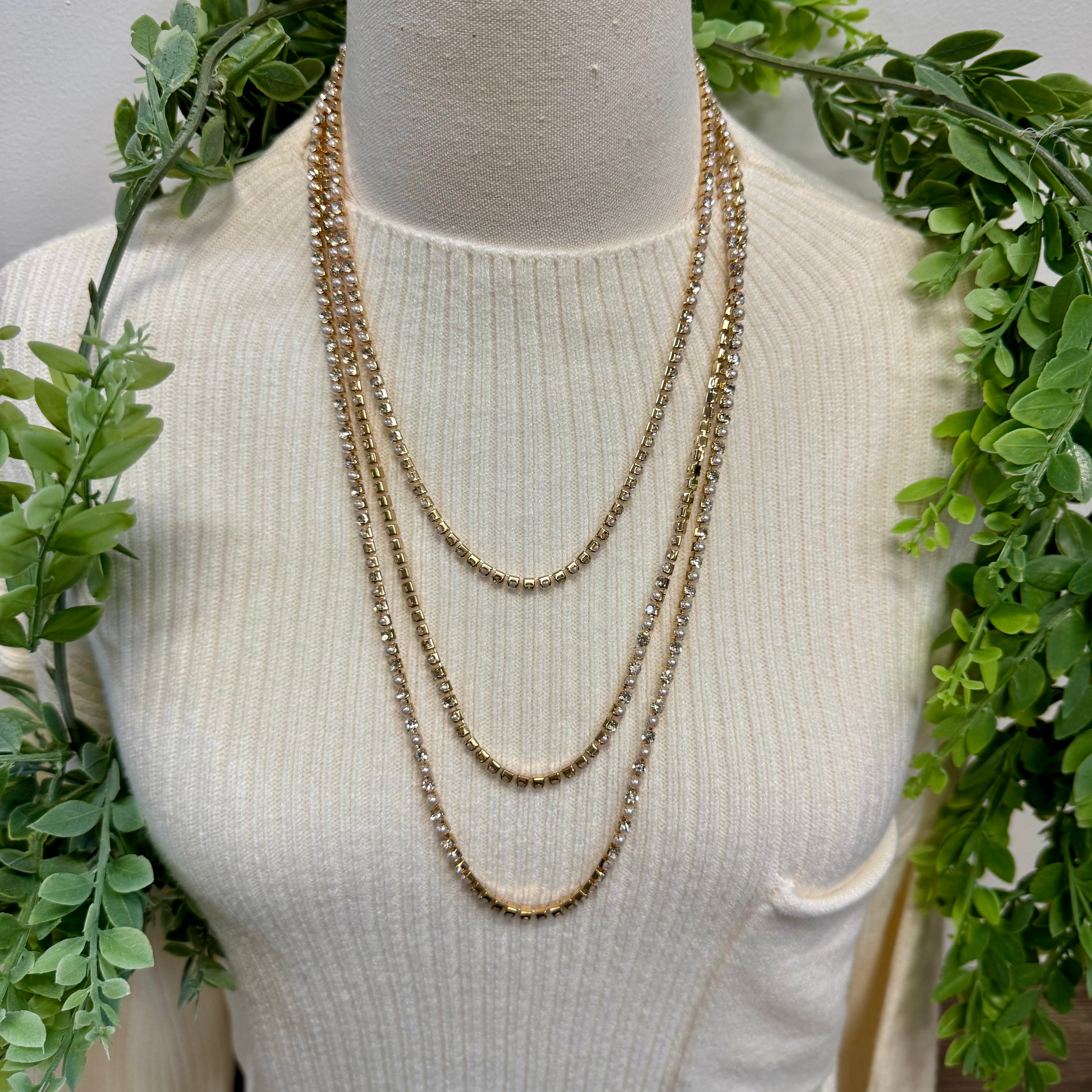 Liv Triple Stone Necklace-Necklaces-Dallas Market-The Silo Boutique, Women's Fashion Boutique Located in Warren and Grand Forks North Dakota