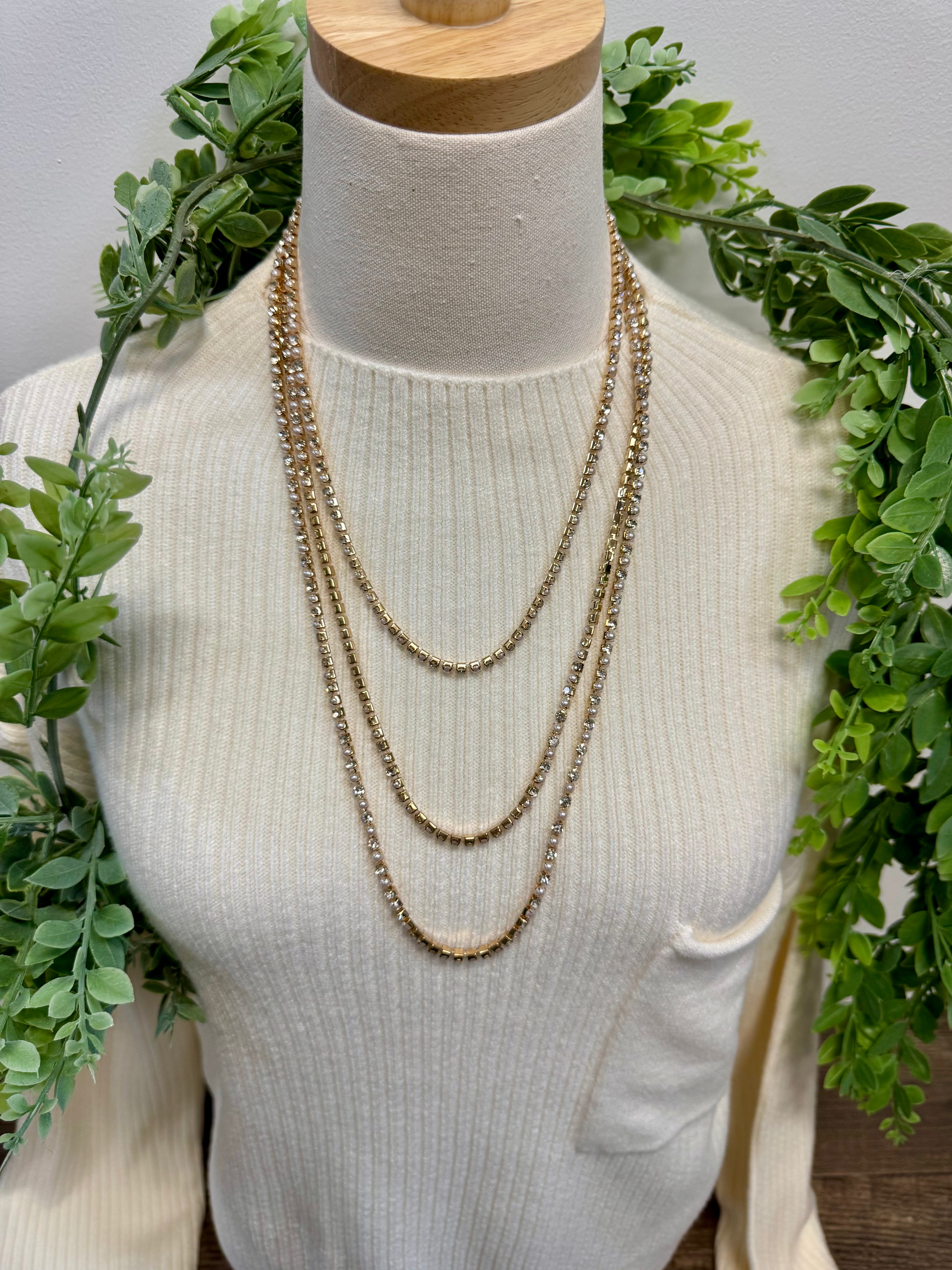 Liv Triple Stone Necklace-Necklaces-Dallas Market-The Silo Boutique, Women's Fashion Boutique Located in Warren and Grand Forks North Dakota