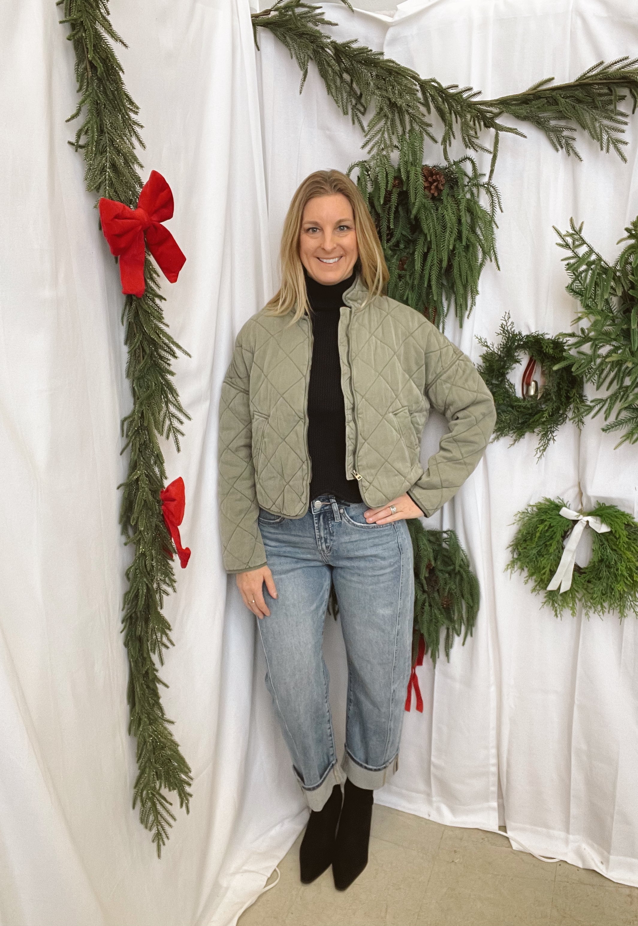 Be Cool Quilted Jacket-Olive-Coats & Jackets-be cool-The Silo Boutique, Women's Fashion Boutique Located in Warren and Grand Forks North Dakota