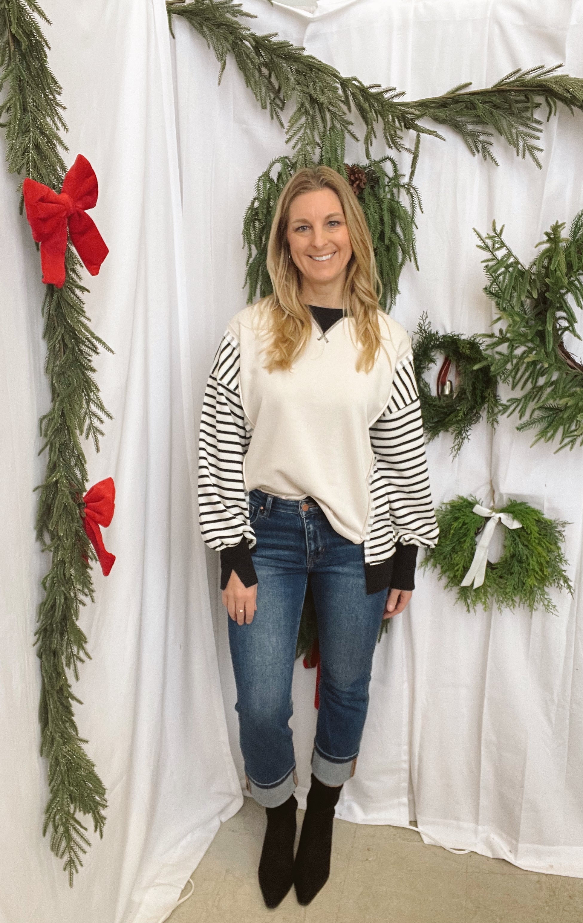 Nan Black and Cream Contrast Sweatshirt-Sweatshirts-new in-The Silo Boutique, Women's Fashion Boutique Located in Warren and Grand Forks North Dakota