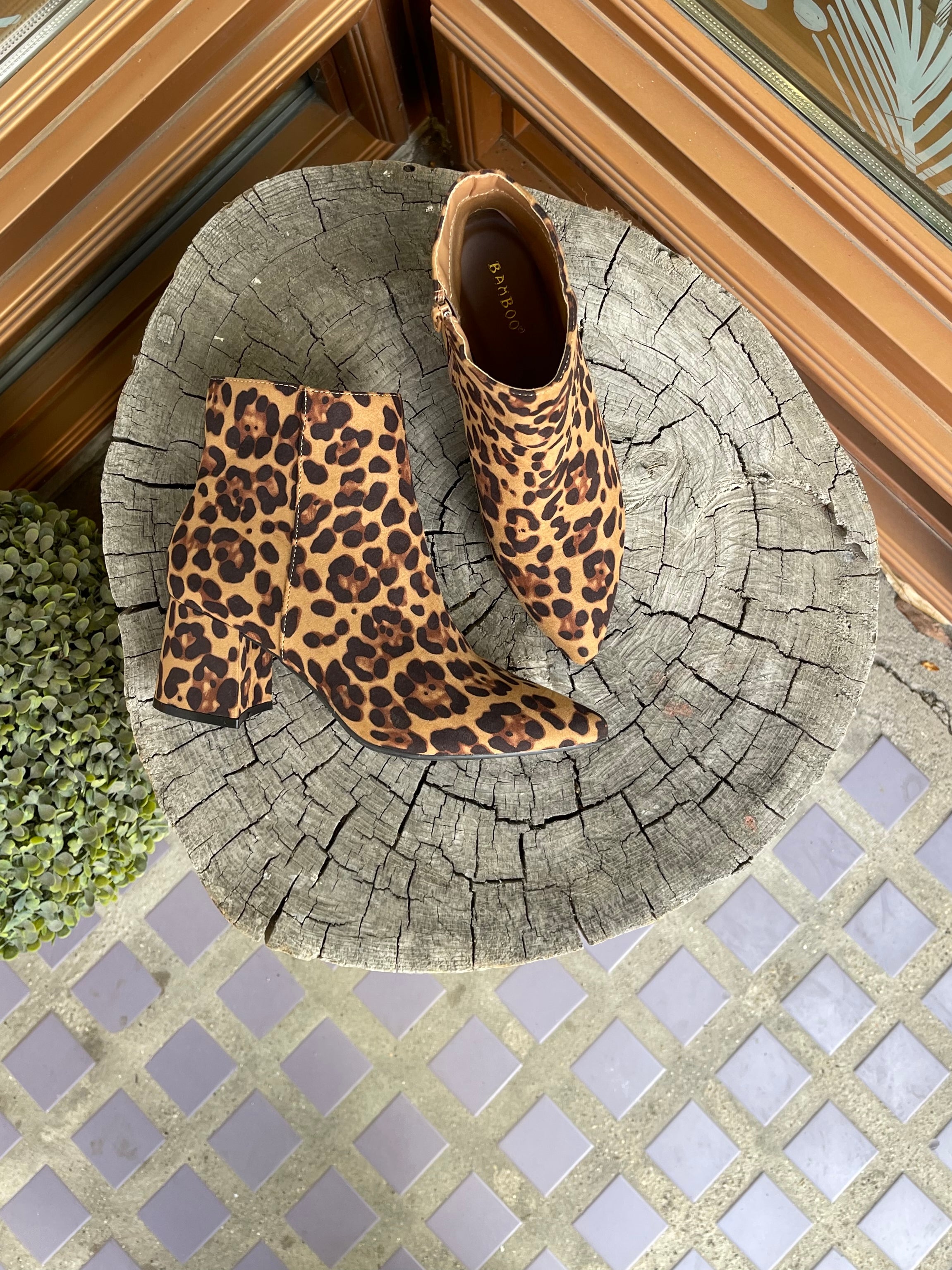 Bamboo Mode Leopard Bootie-Boots-bamboo-The Silo Boutique, Women's Fashion Boutique Located in Warren and Grand Forks North Dakota