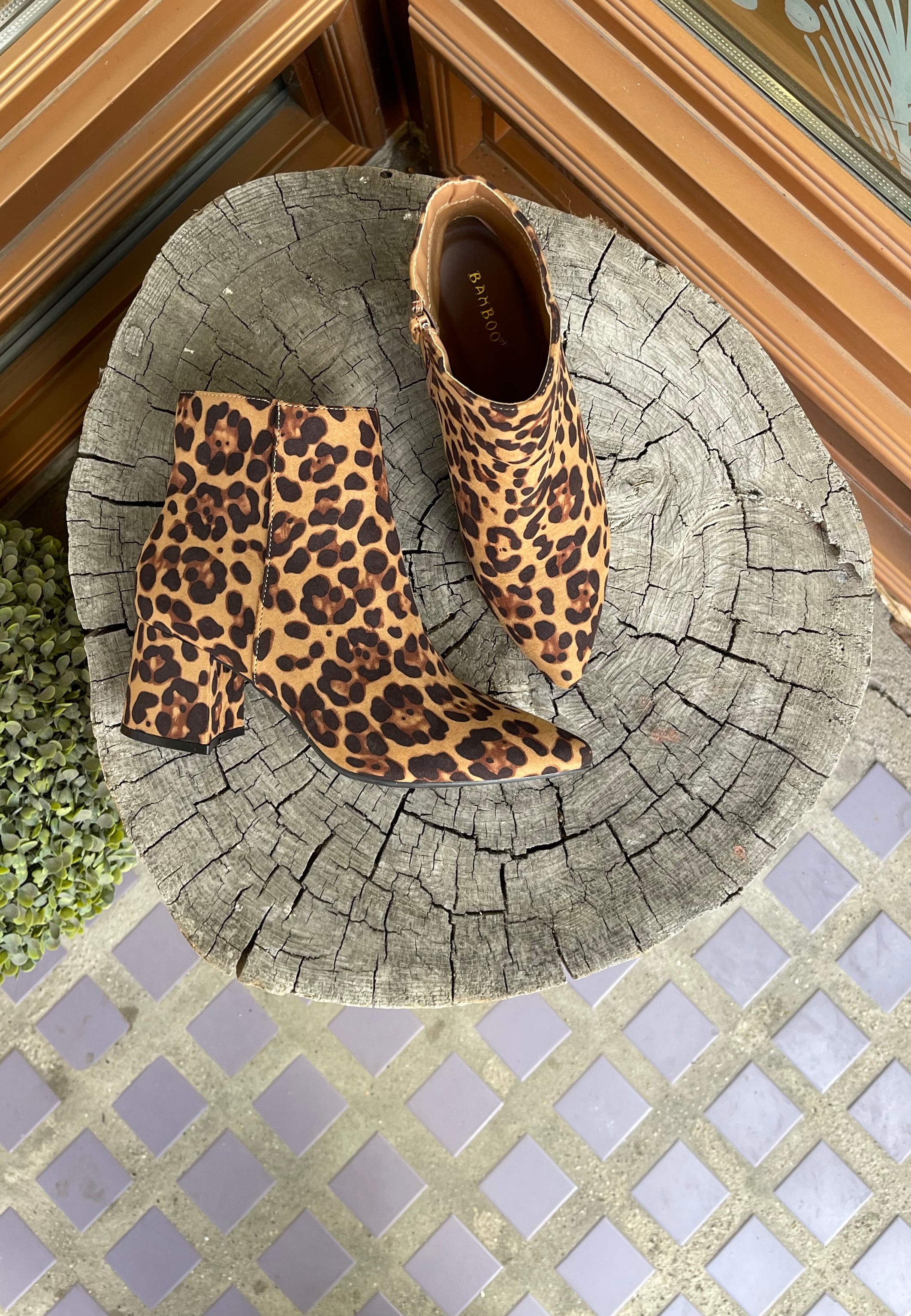 Bamboo Mode Leopard Bootie-Boots-bamboo-The Silo Boutique, Women's Fashion Boutique Located in Warren and Grand Forks North Dakota