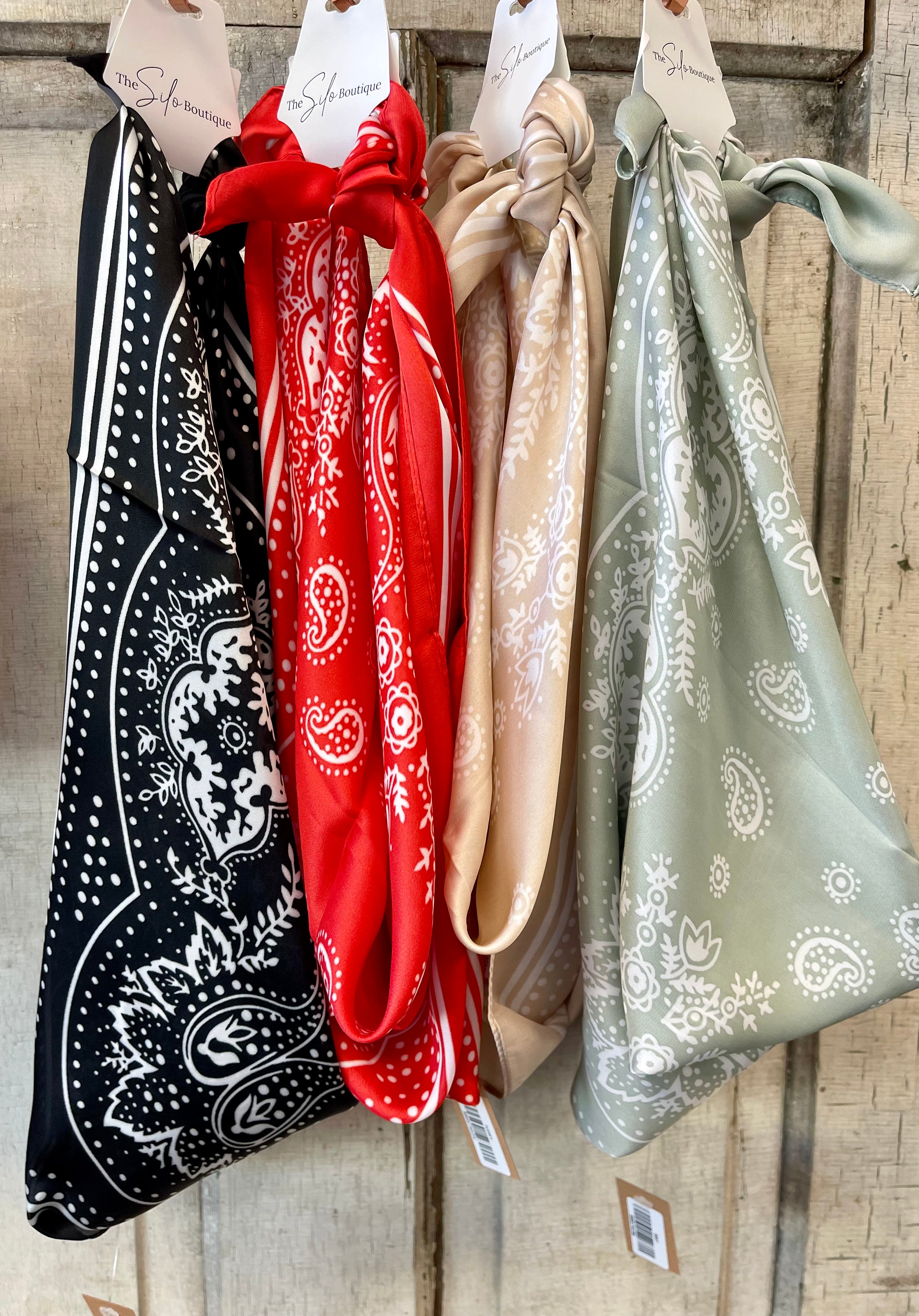 Paisley Bandana Satin Scarf-Scarves-leto-The Silo Boutique, Women's Fashion Boutique Located in Warren and Grand Forks North Dakota