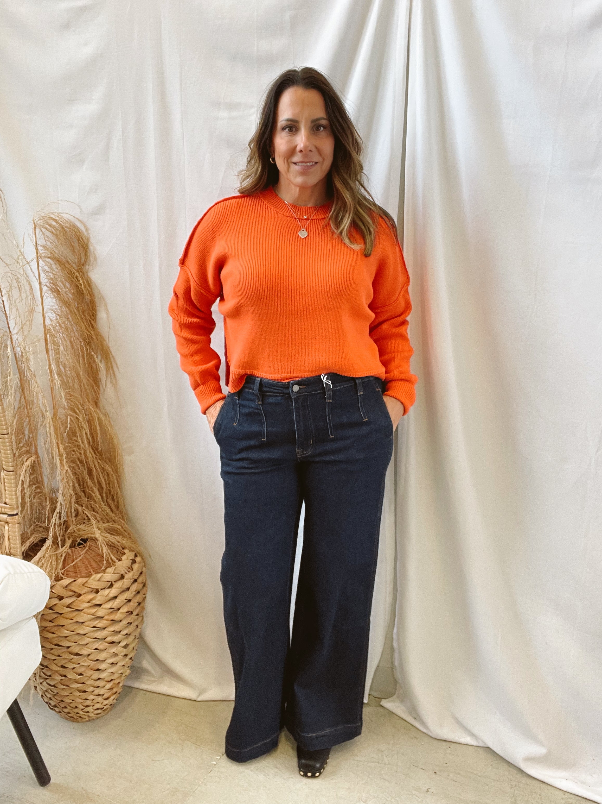 By Together Red Orange Sweater-Sweaters-by together-The Silo Boutique, Women's Fashion Boutique Located in Warren and Grand Forks North Dakota