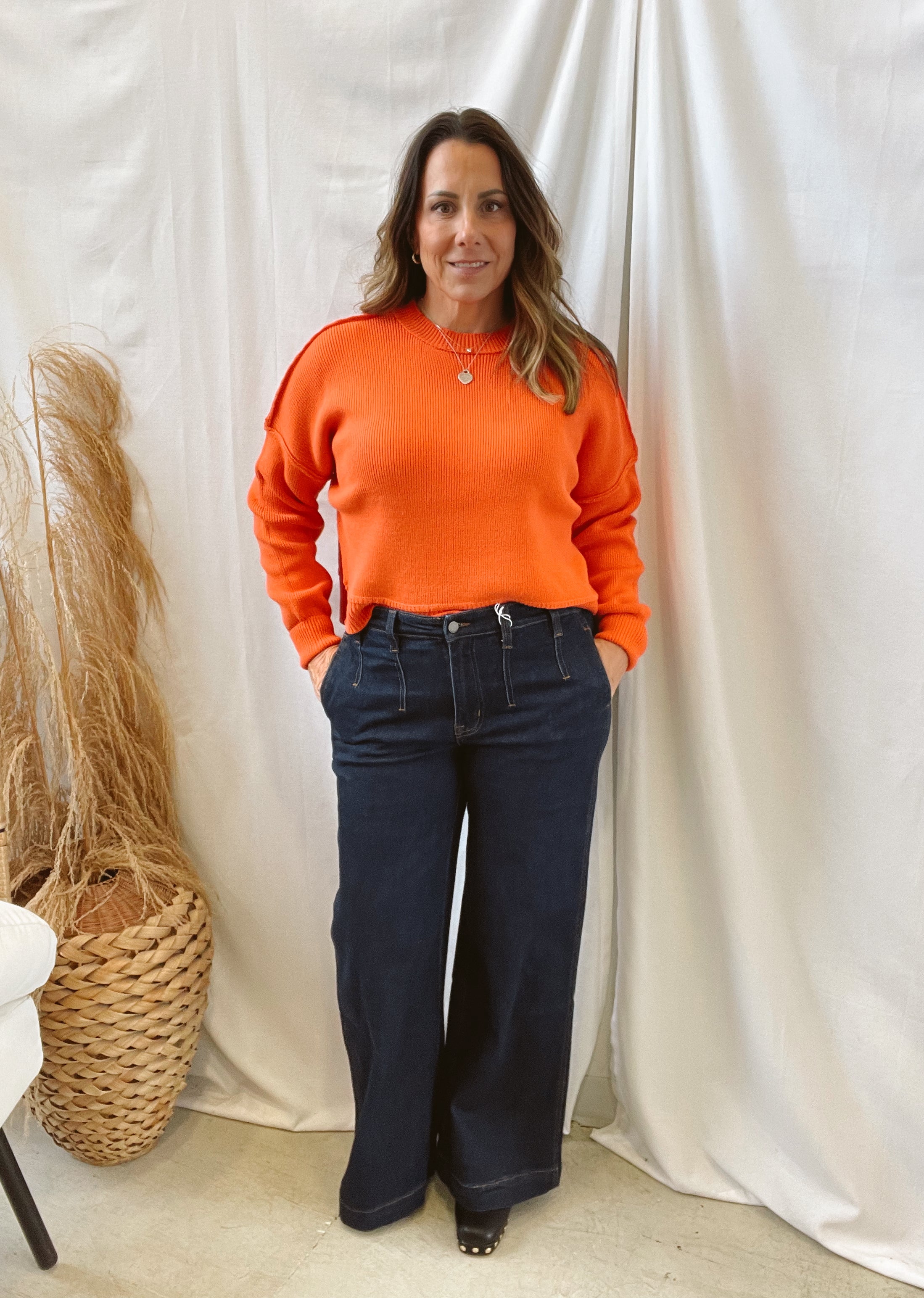 By Together Red Orange Sweater-Sweaters-by together-The Silo Boutique, Women's Fashion Boutique Located in Warren and Grand Forks North Dakota