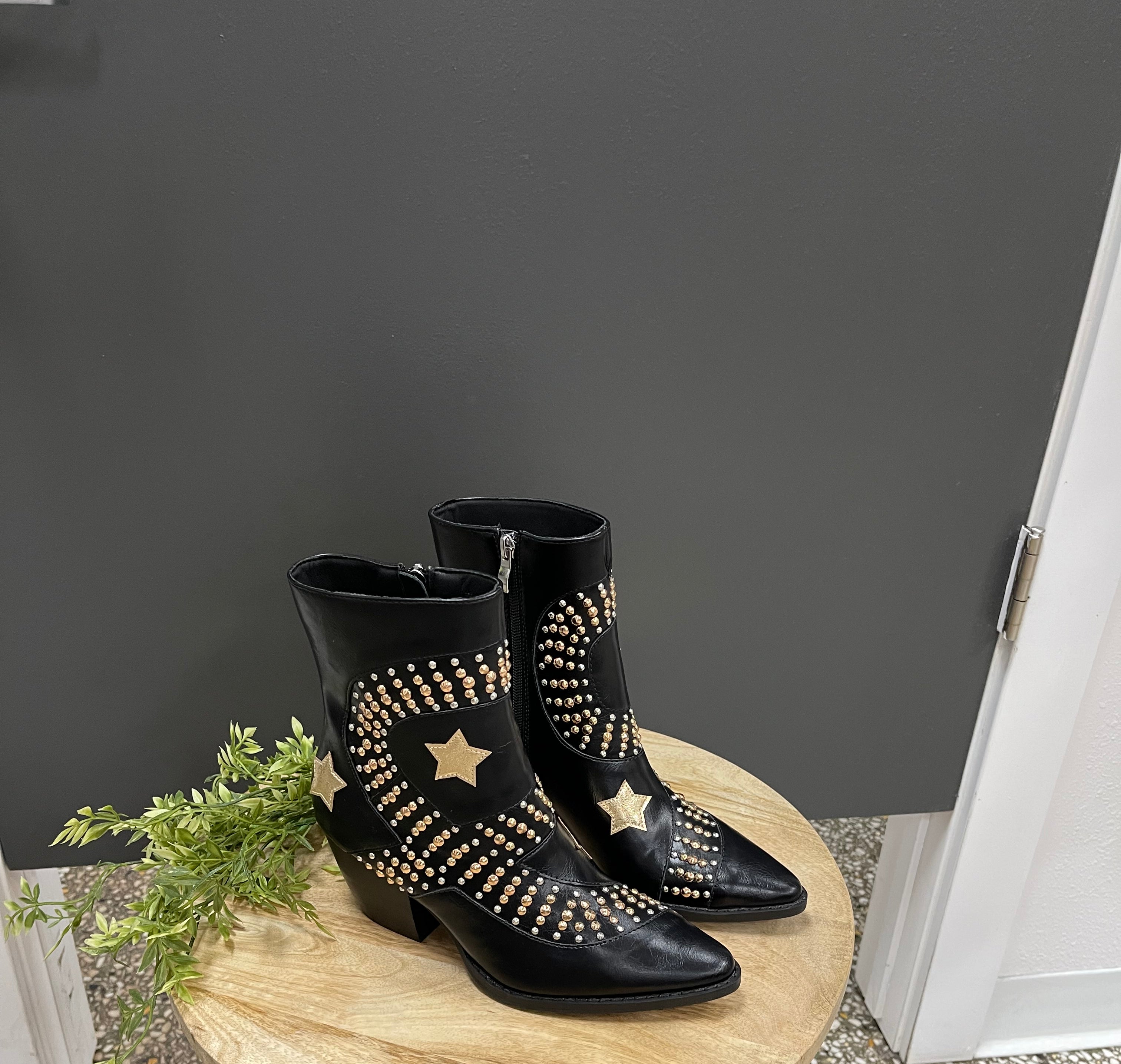 Beast Black Arisa Star Boots-Mules-Beast-The Silo Boutique, Women's Fashion Boutique Located in Warren and Grand Forks North Dakota