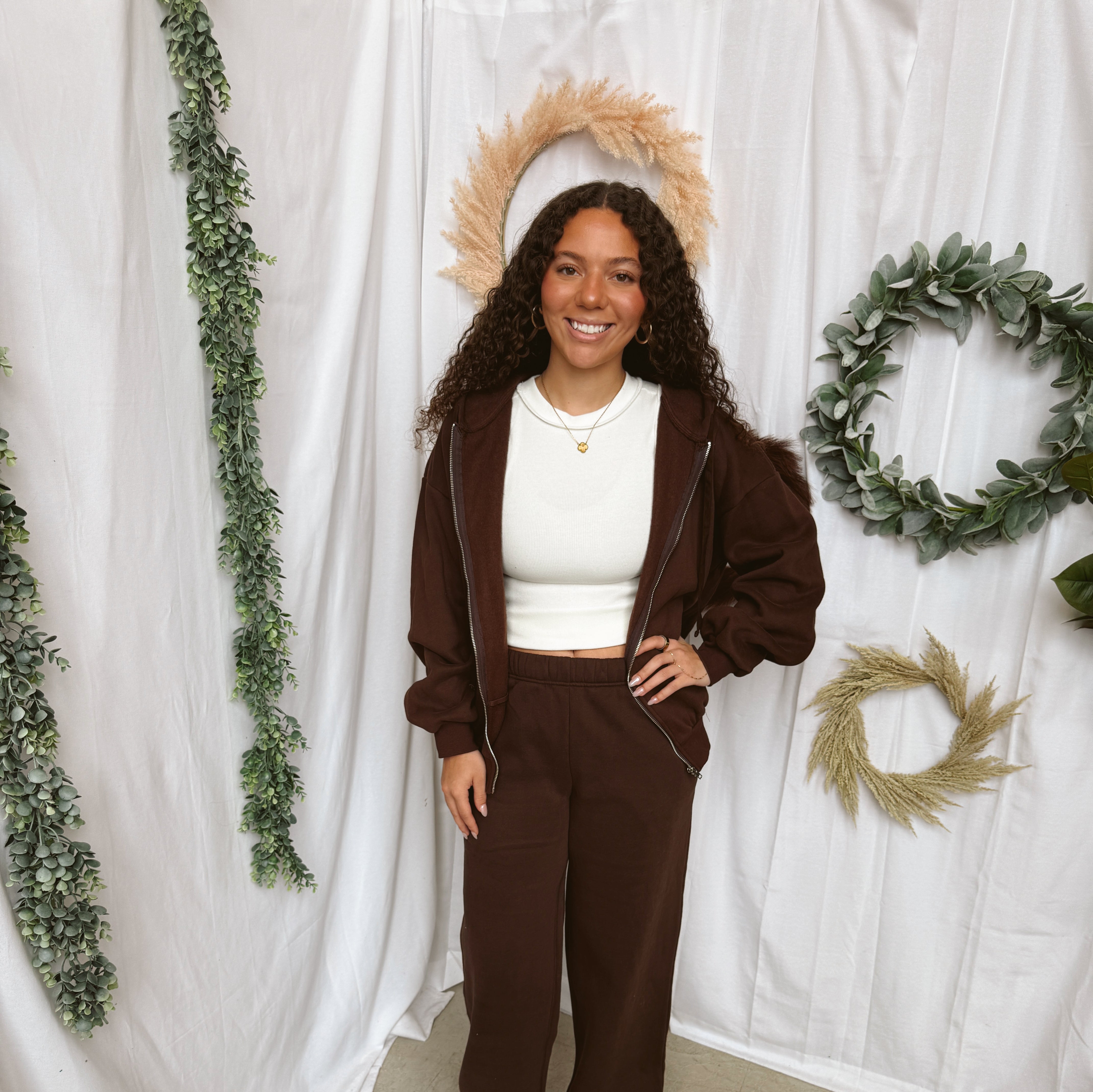 Lani Wide Leg Sweatpants-Brown-sweatpants-tictoc-The Silo Boutique, Women's Fashion Boutique Located in Warren and Grand Forks North Dakota