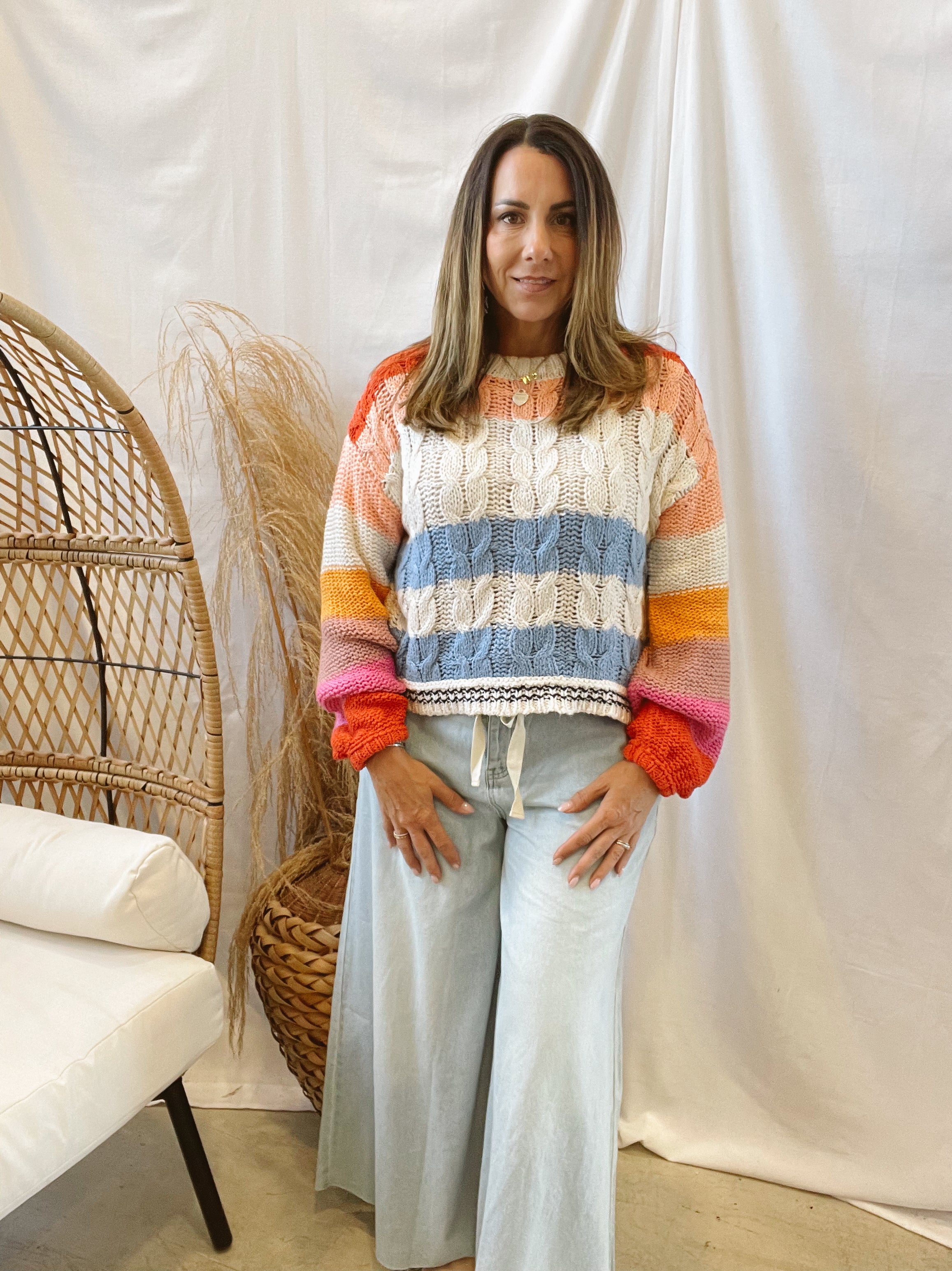 Together Striped Sweater-Sweaters-by together-The Silo Boutique, Women's Fashion Boutique Located in Warren and Grand Forks North Dakota