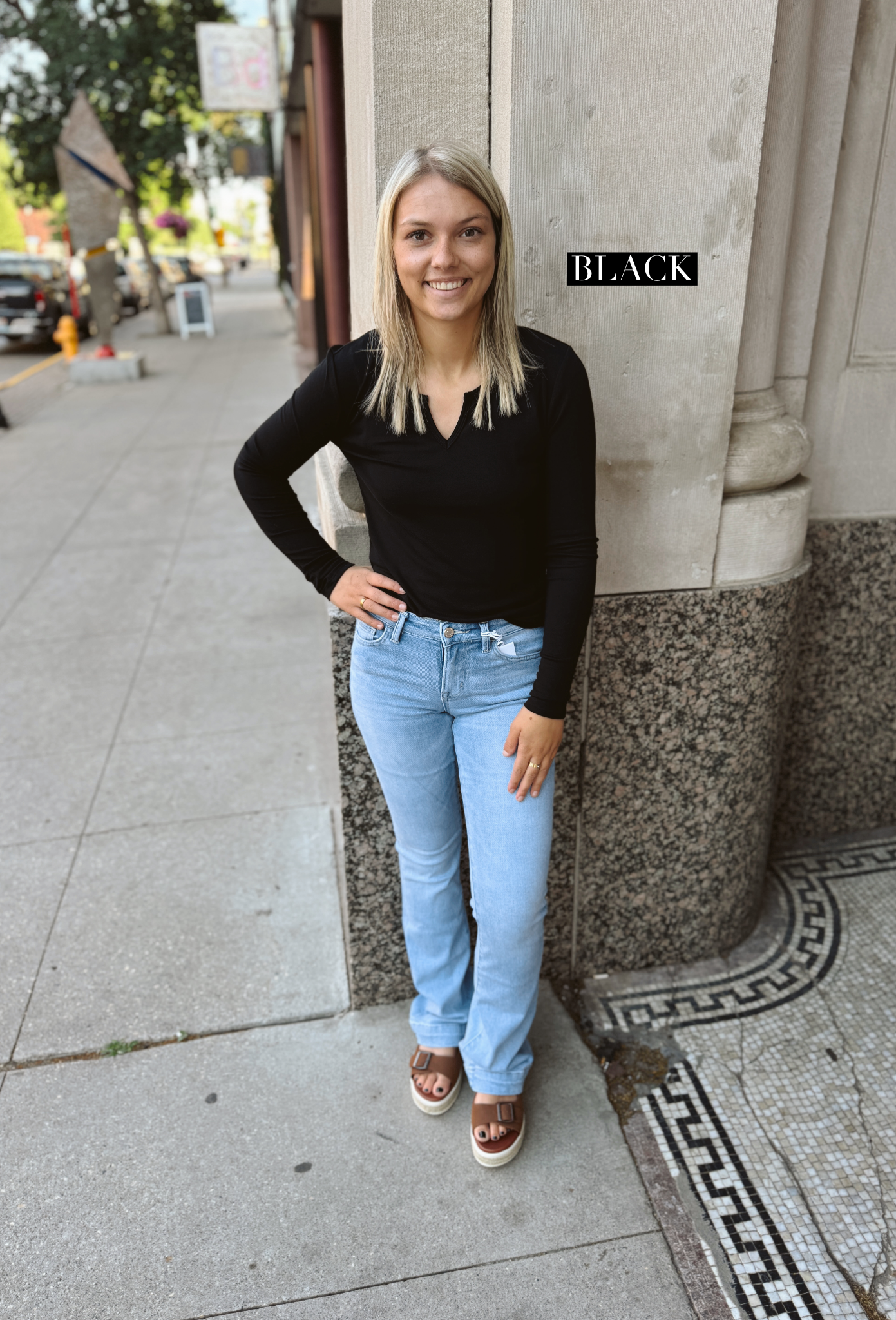 Cool Ultra Soft Notched Long Sleeve Top-Long Sleeve Tops-be cool-The Silo Boutique, Women's Fashion Boutique Located in Warren and Grand Forks North Dakota