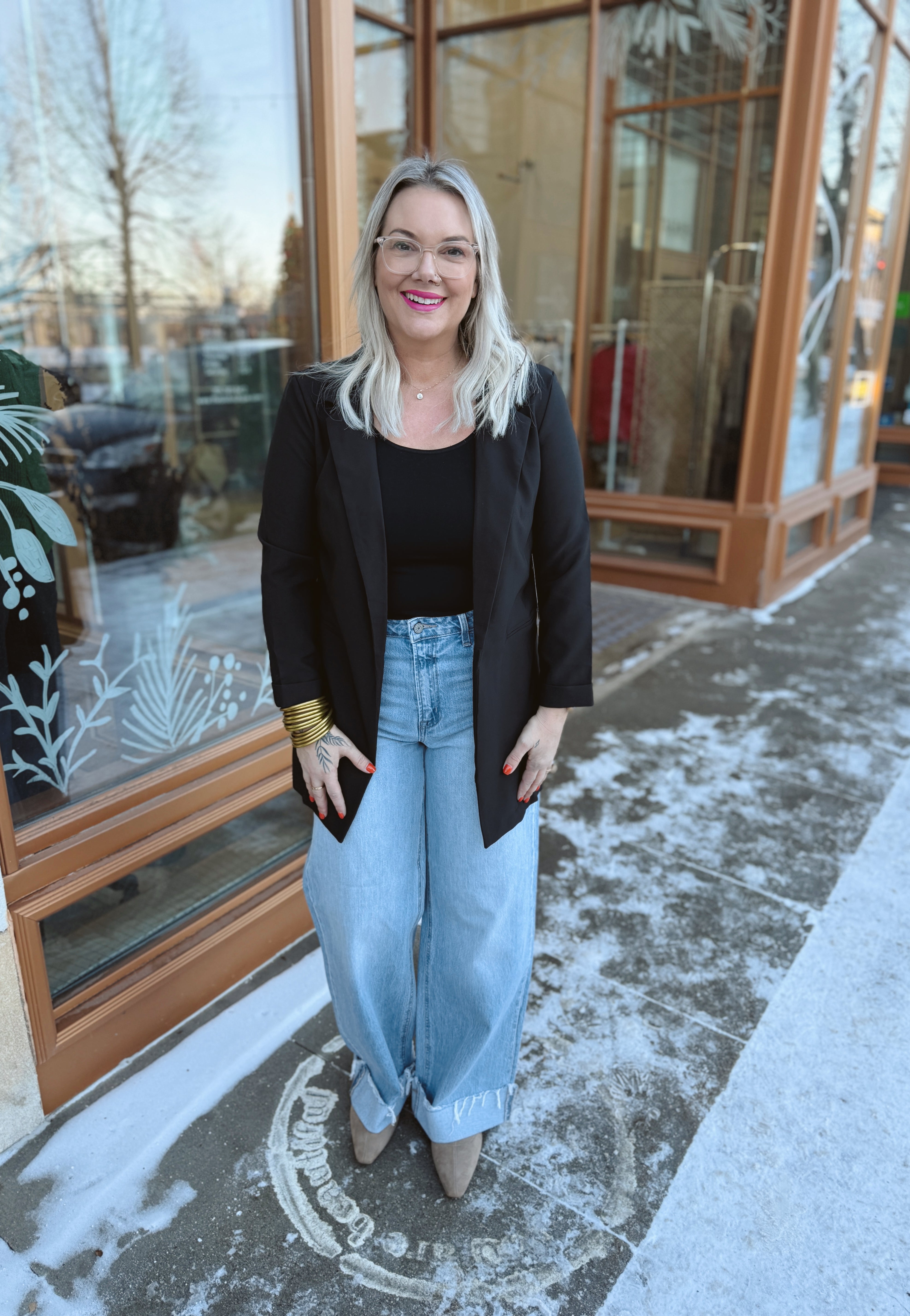 Favorite Black Long Blazer-Blazers-must have-The Silo Boutique, Women's Fashion Boutique Located in Warren and Grand Forks North Dakota