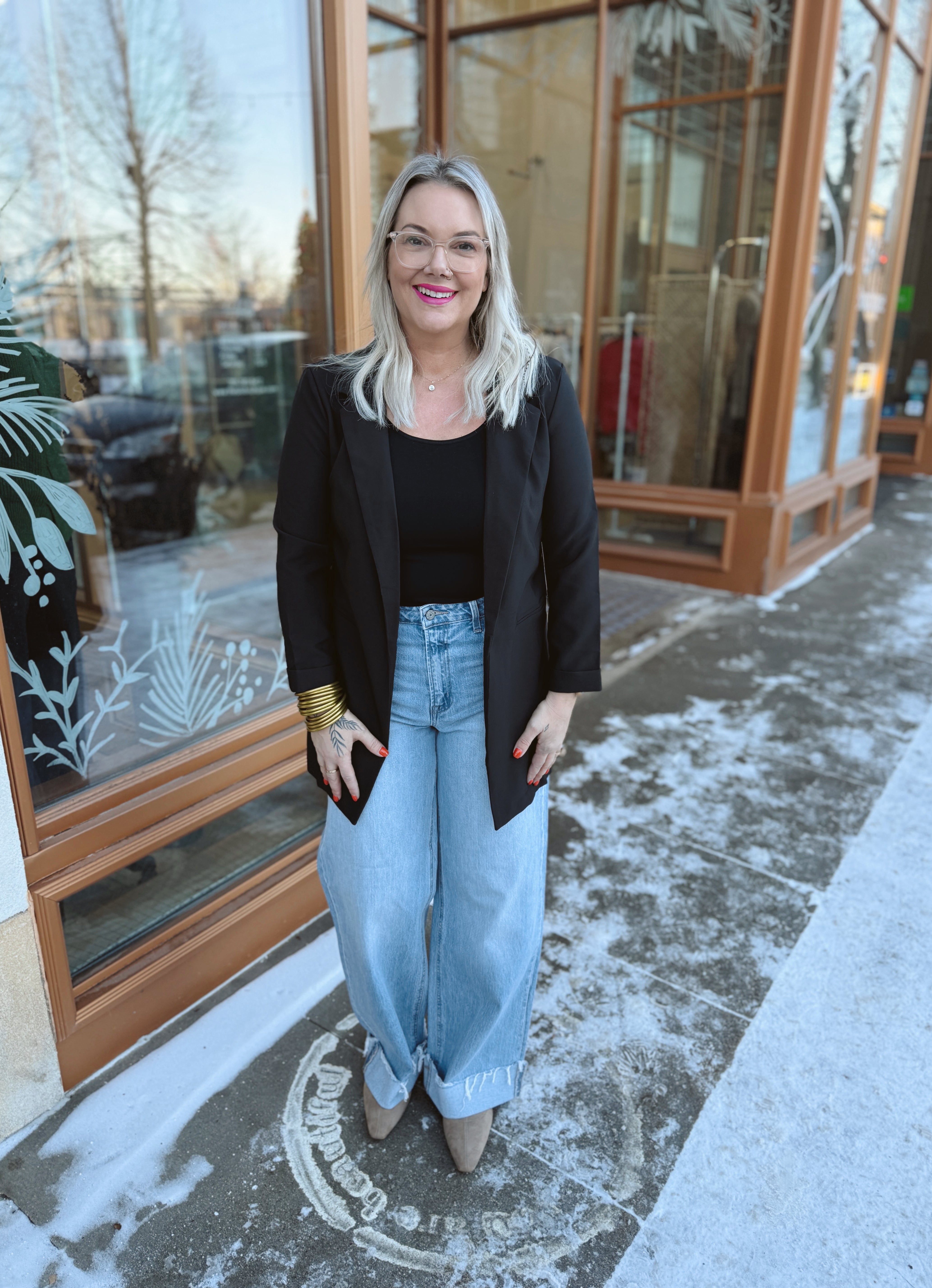 Favorite Black Long Blazer-Final Sale-Blazers-must have-The Silo Boutique, Women's Fashion Boutique Located in Warren and Grand Forks North Dakota