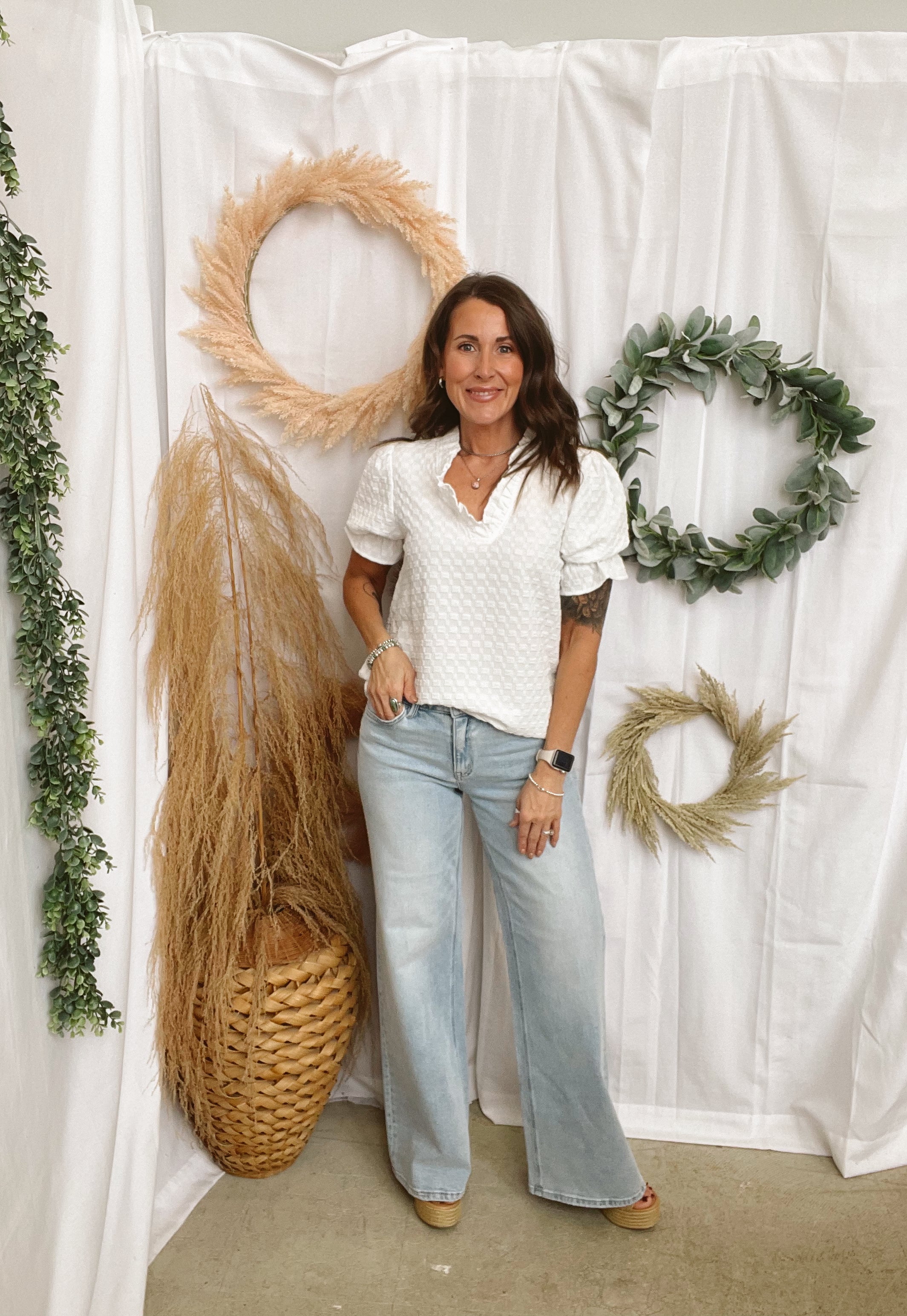 White Textured Top-Short Sleeve Tops-staccato-The Silo Boutique, Women's Fashion Boutique Located in Warren and Grand Forks North Dakota