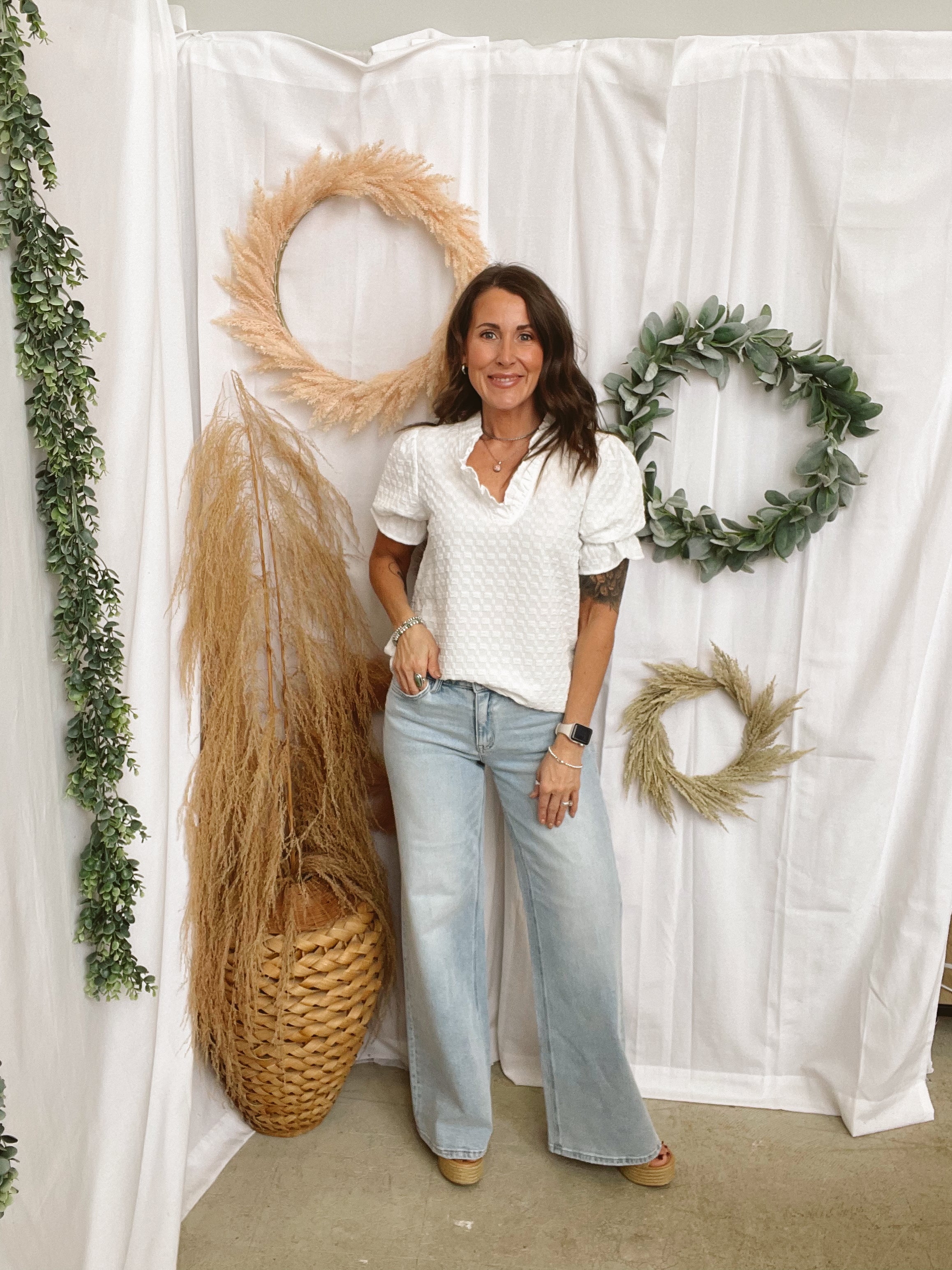 White Textured Top-Short Sleeve Tops-staccato-The Silo Boutique, Women's Fashion Boutique Located in Warren and Grand Forks North Dakota