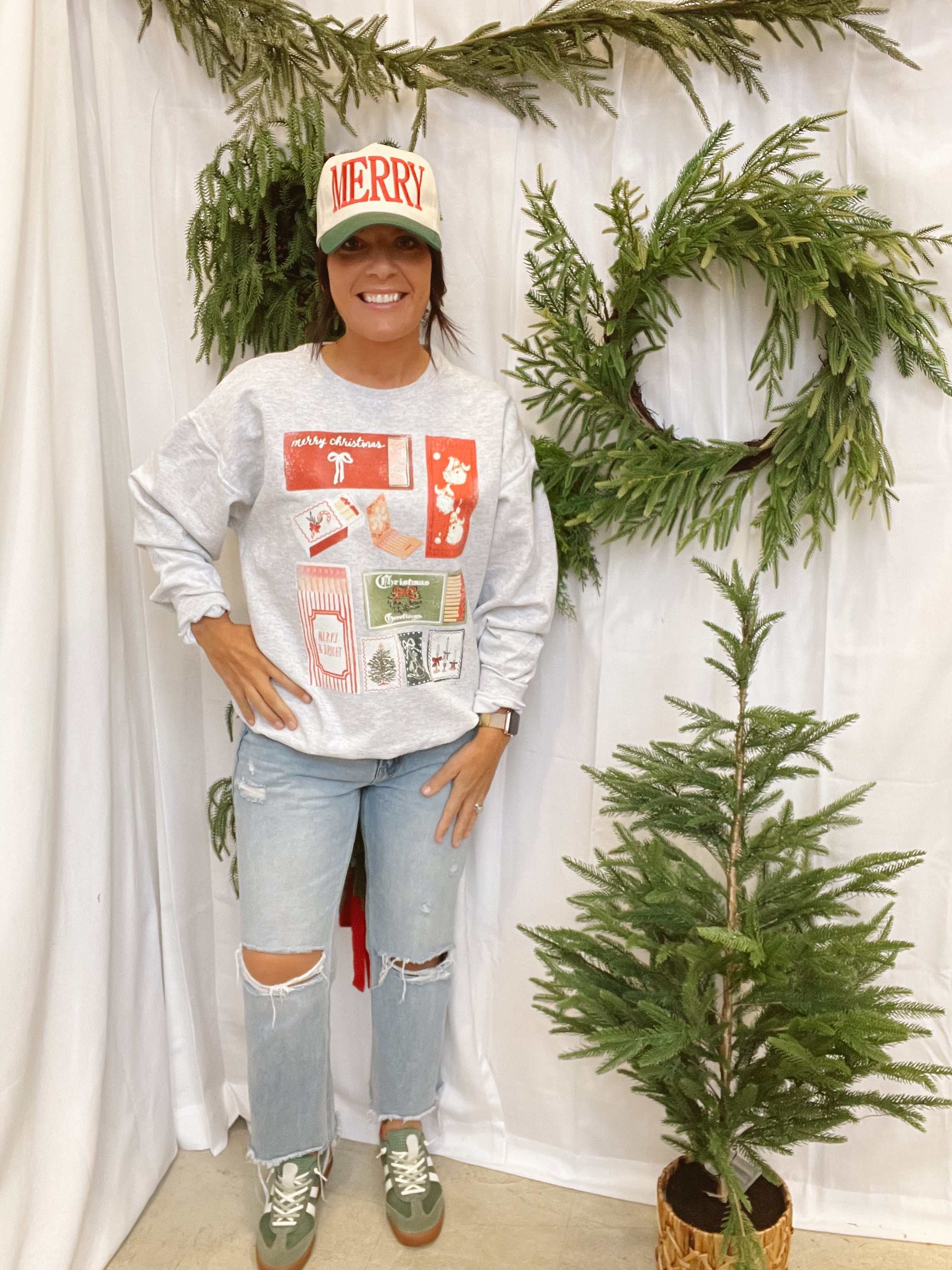 Christmas Match Box Sweatshirt-Final Sale-Graphic Tees-claudia-The Silo Boutique, Women's Fashion Boutique Located in Warren and Grand Forks North Dakota