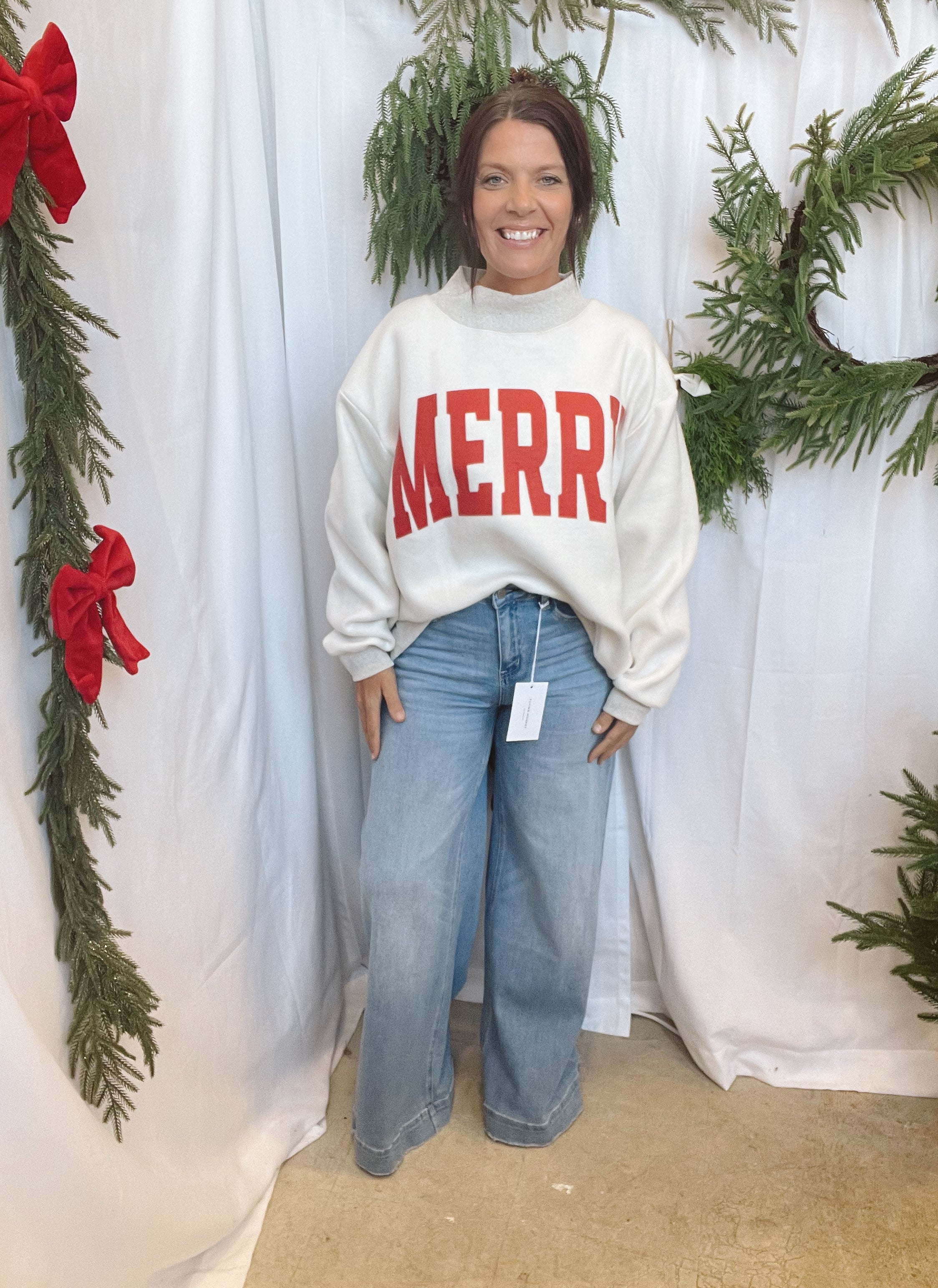 Merry & Grinchy Sweatshirt-Sweatshirts-bucketlist-The Silo Boutique, Women's Fashion Boutique Located in Warren and Grand Forks North Dakota