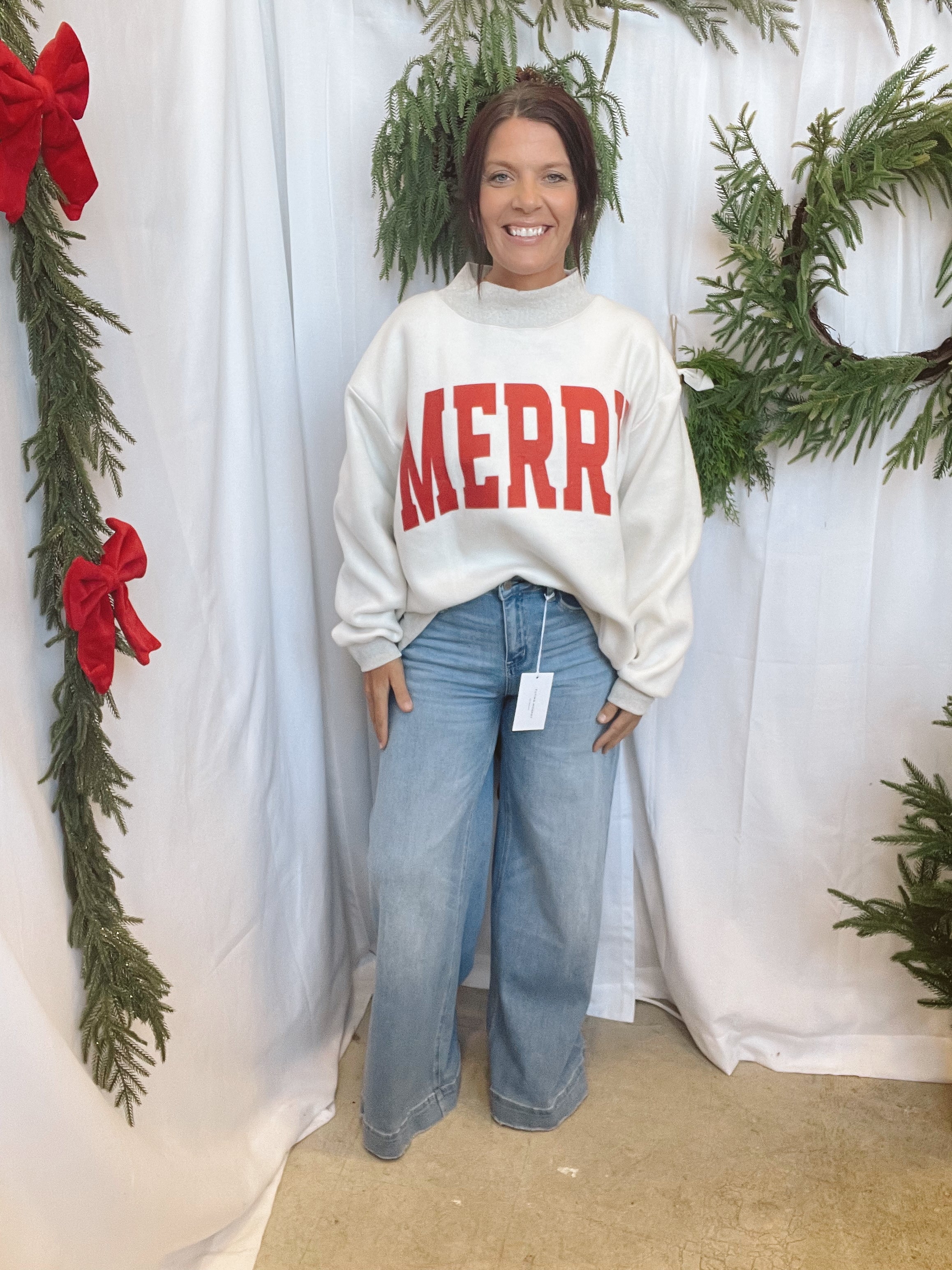 Merry & Grinchy Sweatshirt-Sweatshirts-bucketlist-The Silo Boutique, Women's Fashion Boutique Located in Warren and Grand Forks North Dakota