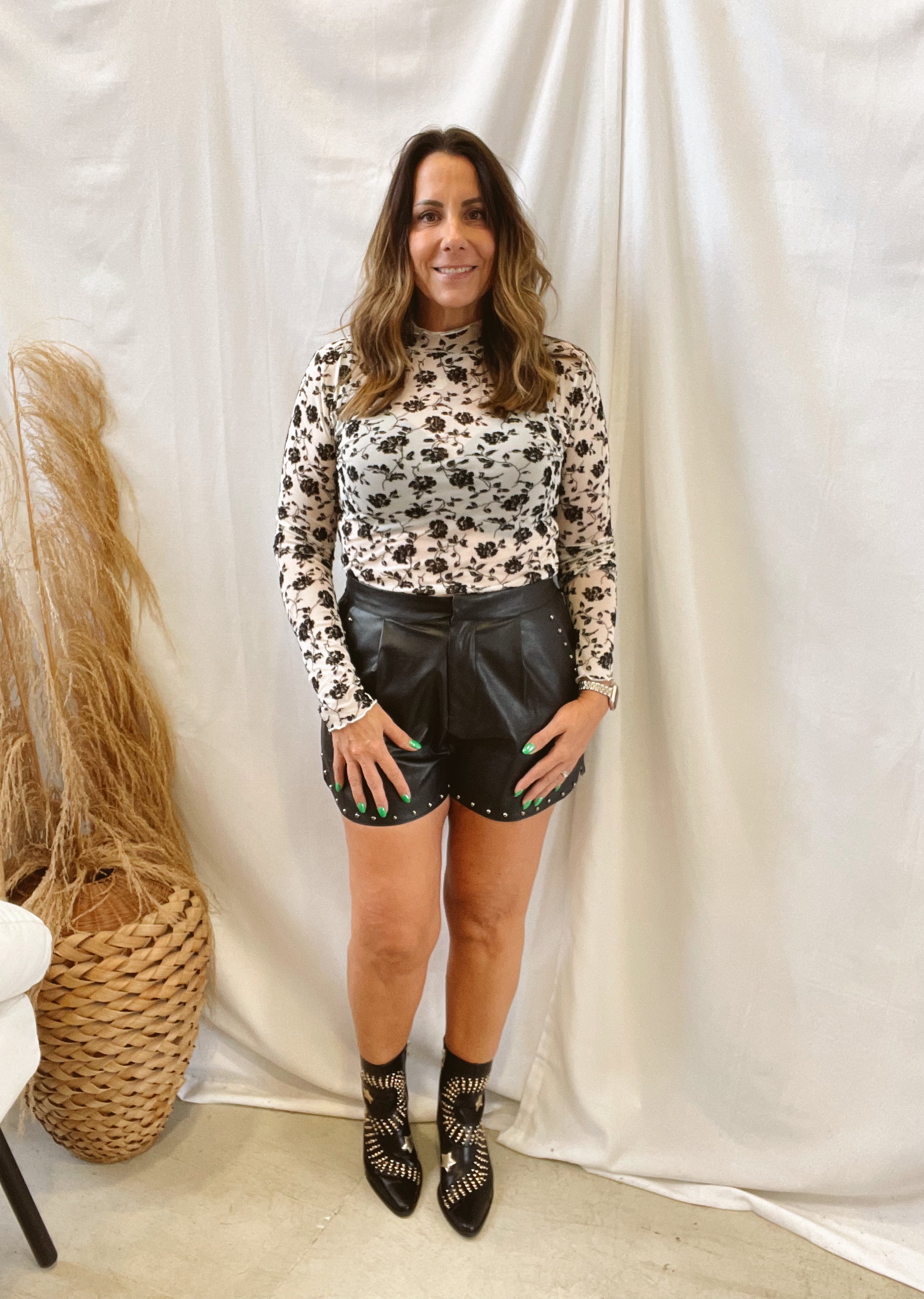 Black Leather Skort-Skirts-mono b-The Silo Boutique, Women's Fashion Boutique Located in Warren and Grand Forks North Dakota