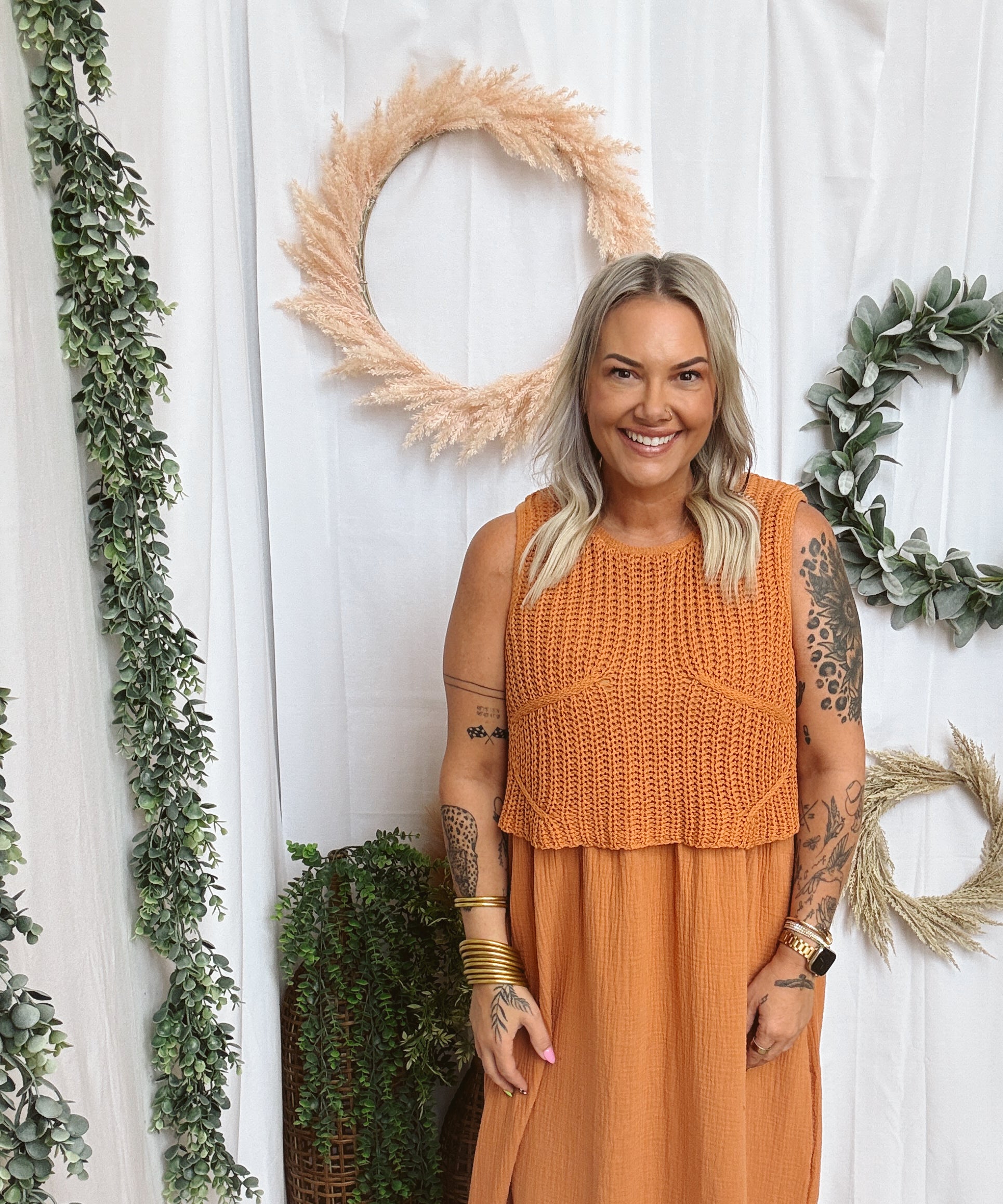 Braylee Sweater Layered Dress-Rust-Jumpsuits & Rompers-by together-The Silo Boutique, Women's Fashion Boutique Located in Warren and Grand Forks North Dakota
