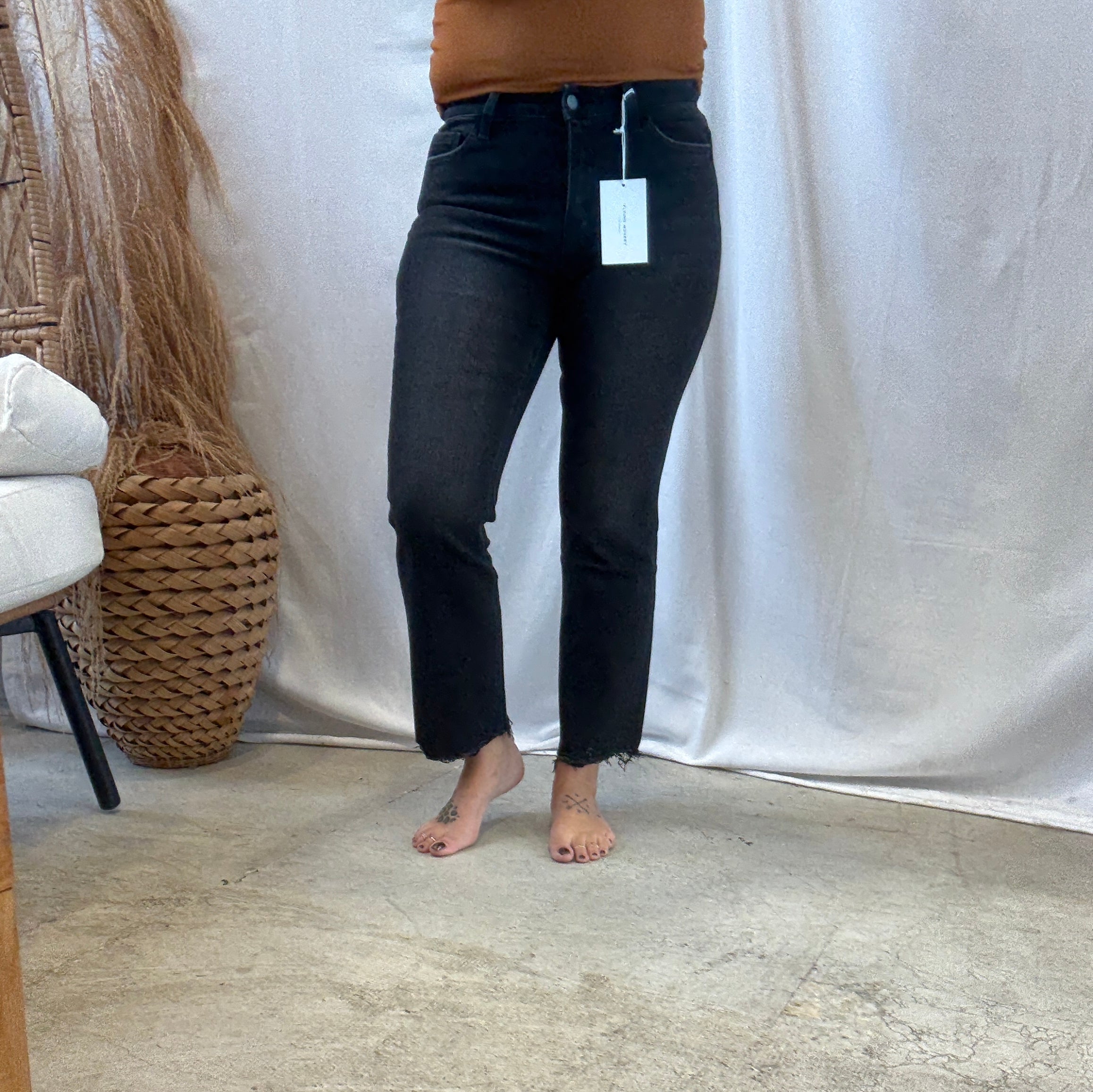 Flying Monkey Black Reasonable Crop Hem Jean-Jeans-flying monkey-The Silo Boutique, Women's Fashion Boutique Located in Warren and Grand Forks North Dakota