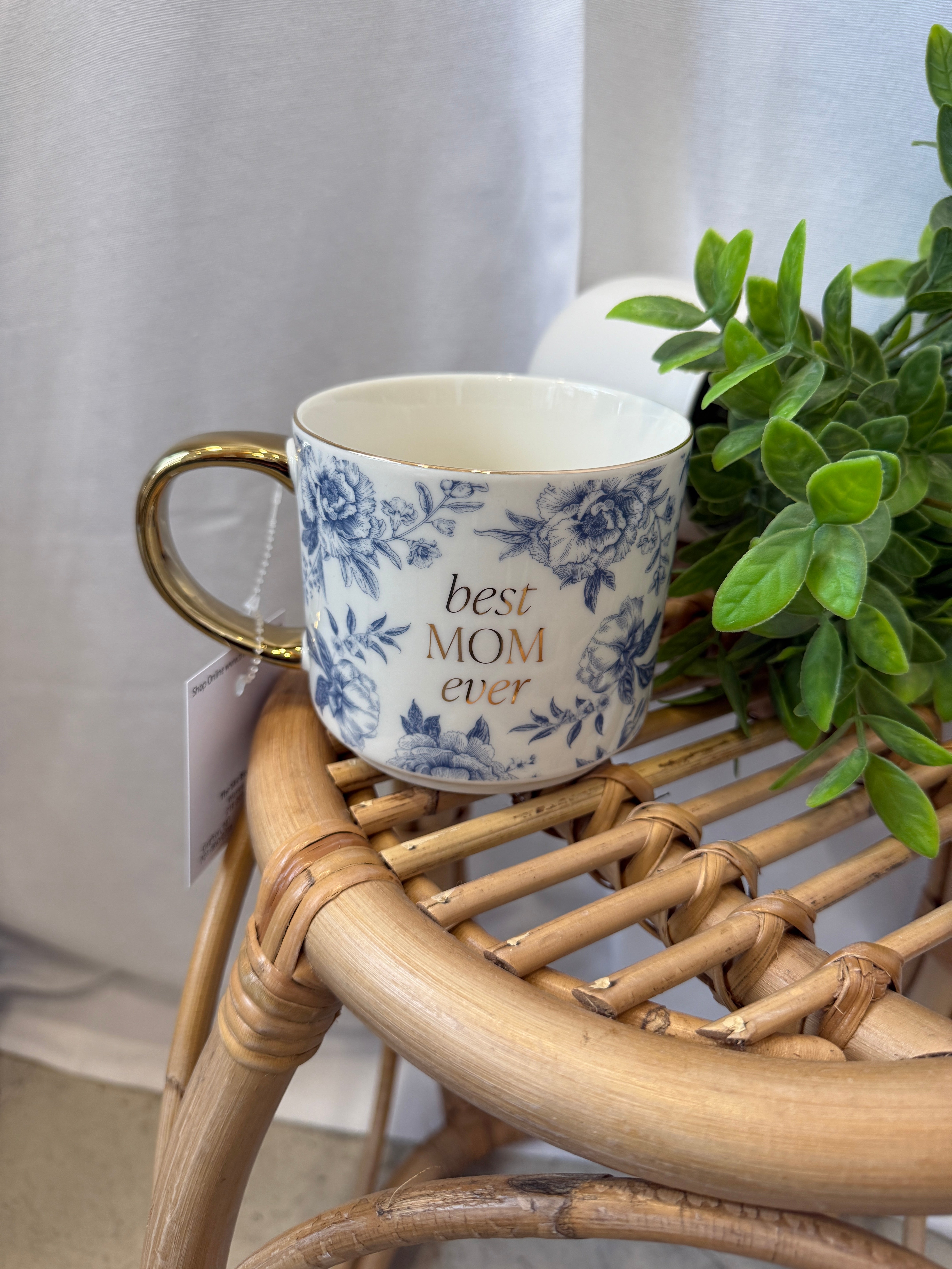 Blue Delft Best Mom Ever Coffee Mug-Drinkware-sweet water decor-The Silo Boutique, Women's Fashion Boutique Located in Warren and Grand Forks North Dakota