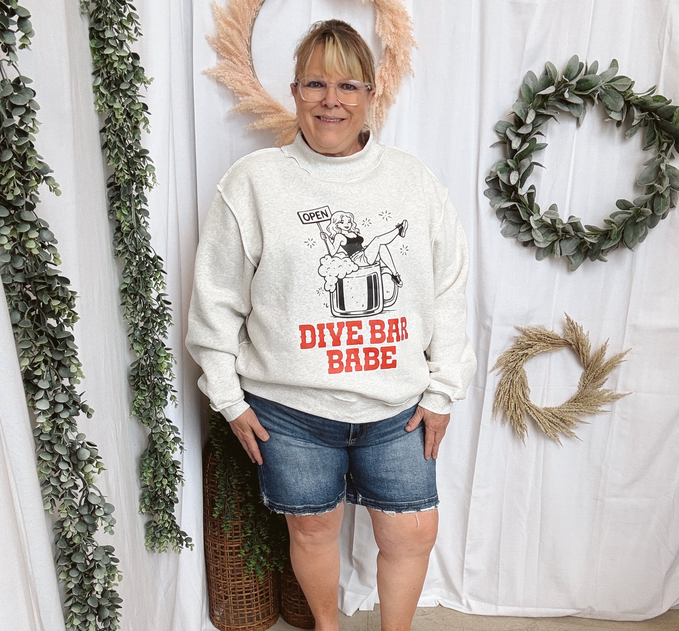 Dive Bar Babe' & Honky Tonk Darlin' Reversible Sweatshirt-Sweatshirts-bucketlist-The Silo Boutique, Women's Fashion Boutique Located in Warren and Grand Forks North Dakota