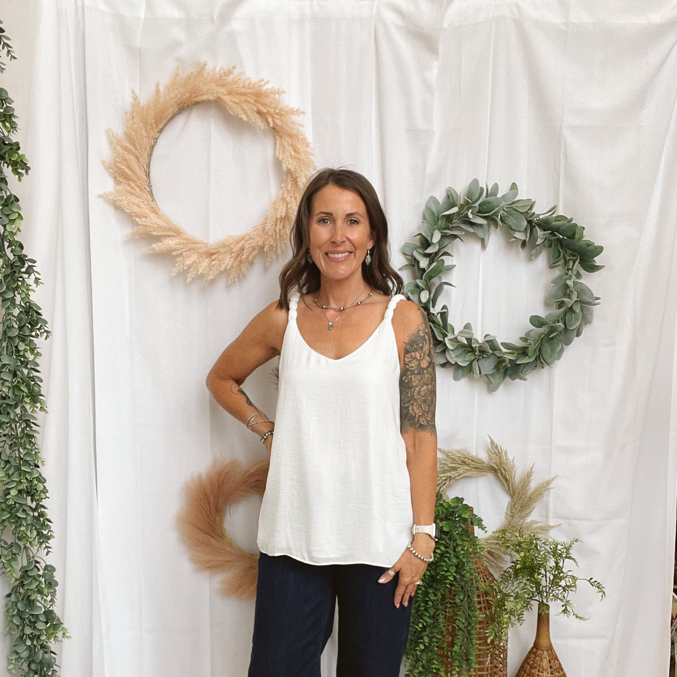 Bubble Braided Strap Tank Top-White-Tank Tops-pink zebra-The Silo Boutique, Women's Fashion Boutique Located in Warren and Grand Forks North Dakota