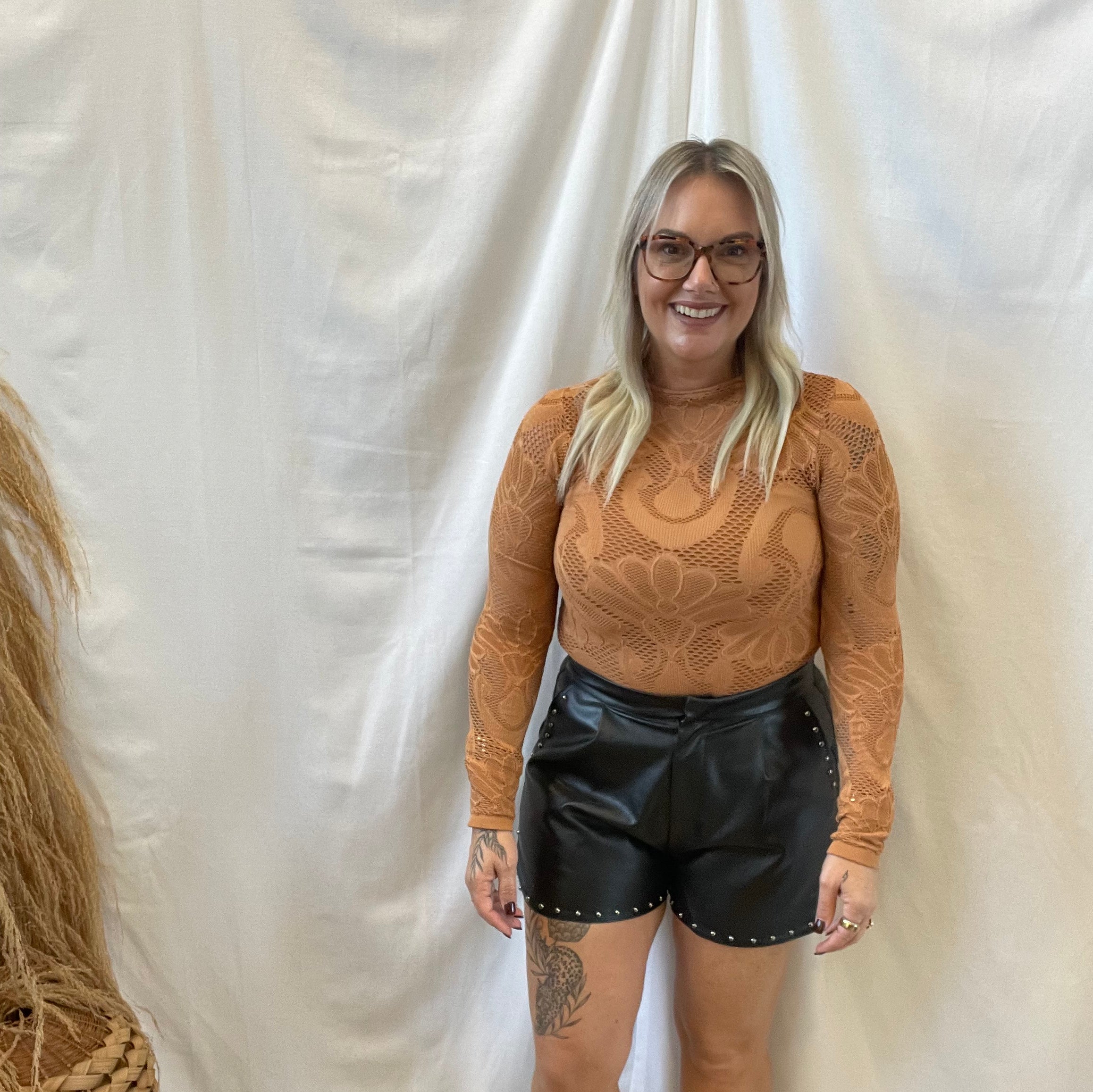 Leather Grommet Detail Shorts-Black-Shorts-entro-The Silo Boutique, Women's Fashion Boutique Located in Warren and Grand Forks North Dakota