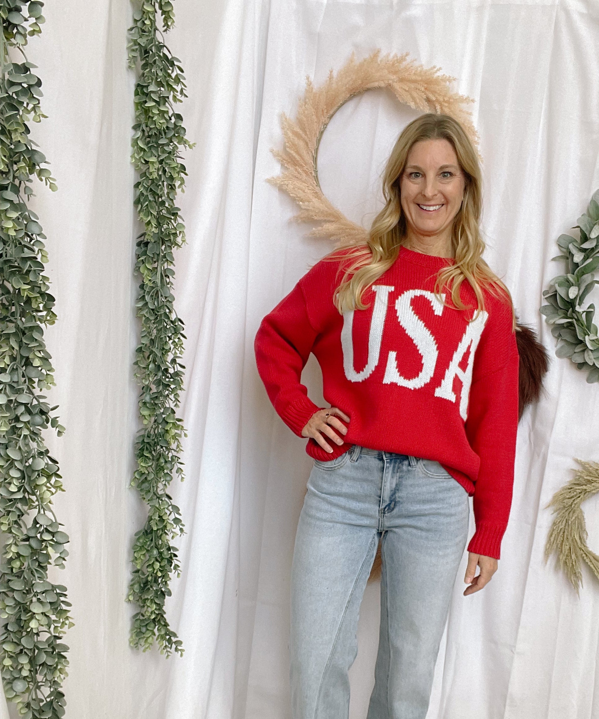 Le Lis Red USA Sweater-Sweaters-lelis-The Silo Boutique, Women's Fashion Boutique Located in Warren and Grand Forks North Dakota