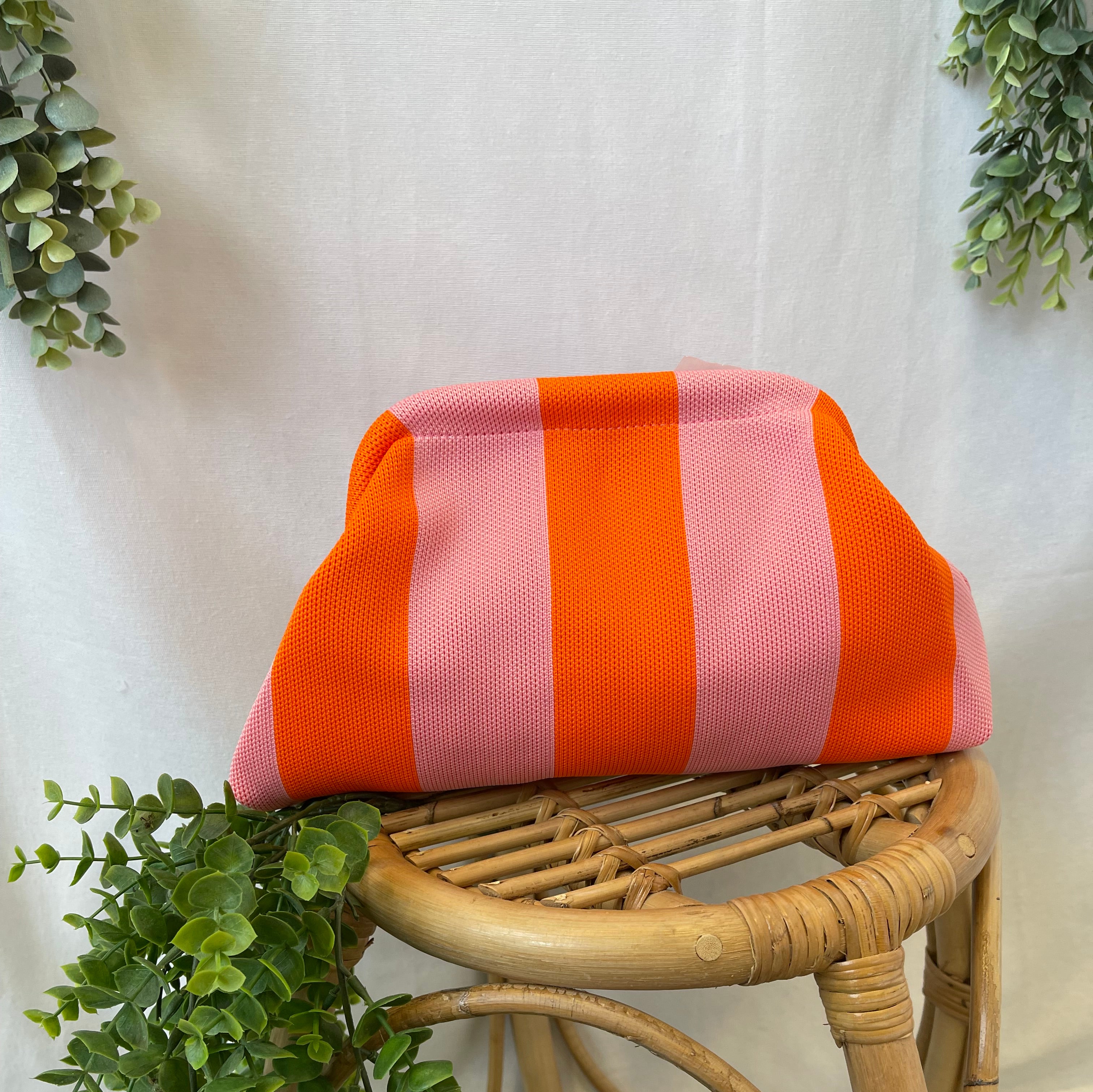 Urban Stripe Clutch Bag Makeup Bag-Orange Pink-Purses-Fair-The Silo Boutique, Women's Fashion Boutique Located in Warren and Grand Forks North Dakota