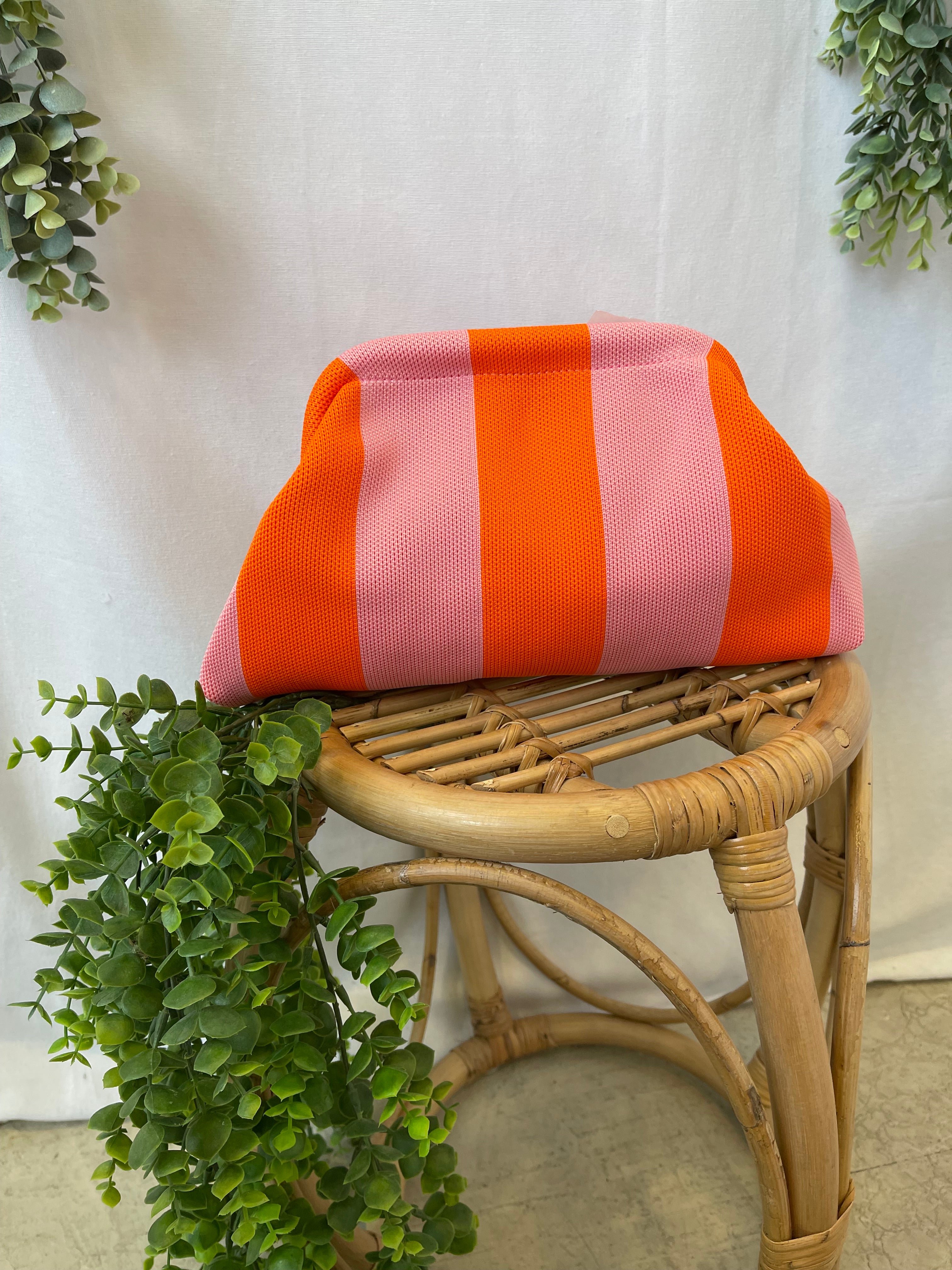 Urban Stripe Clutch Bag Makeup Bag-Orange Pink-Purses-Fair-The Silo Boutique, Women's Fashion Boutique Located in Warren and Grand Forks North Dakota