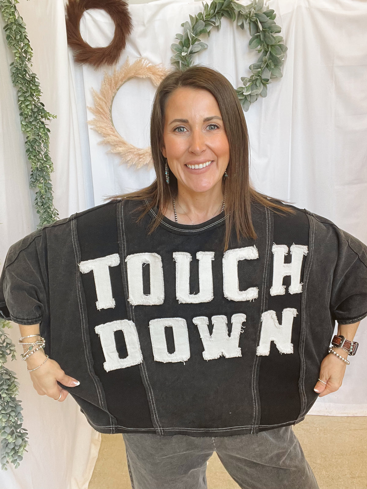 Mineral Wash Gameday Shirt-Black-Short Sleeve Tops-oddi-The Silo Boutique, Women's Fashion Boutique Located in Warren and Grand Forks North Dakota