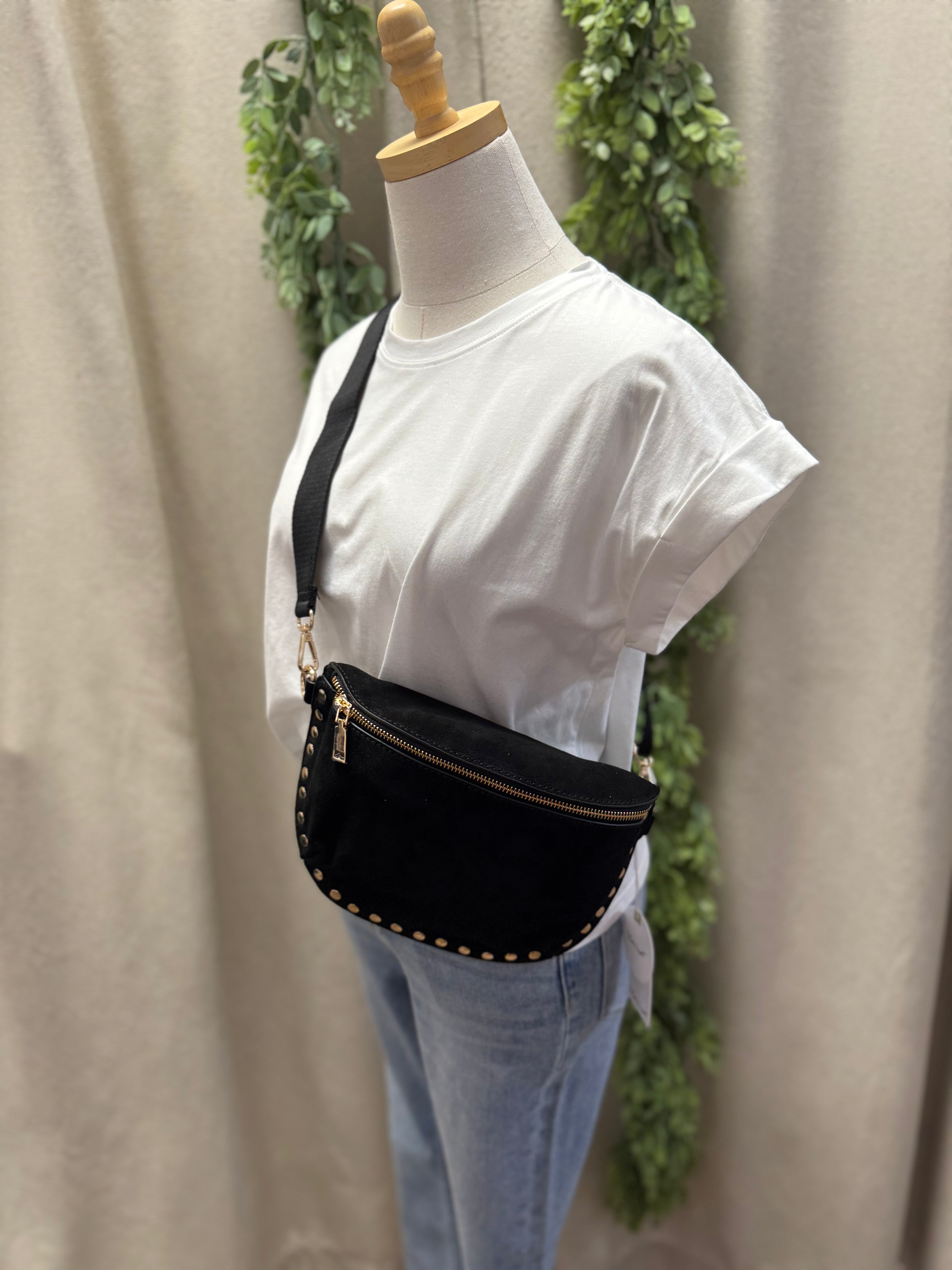 Moda Luxe Gizelle Suede Purse-Black-Crossbody Purses-moda-The Silo Boutique, Women's Fashion Boutique Located in Warren and Grand Forks North Dakota