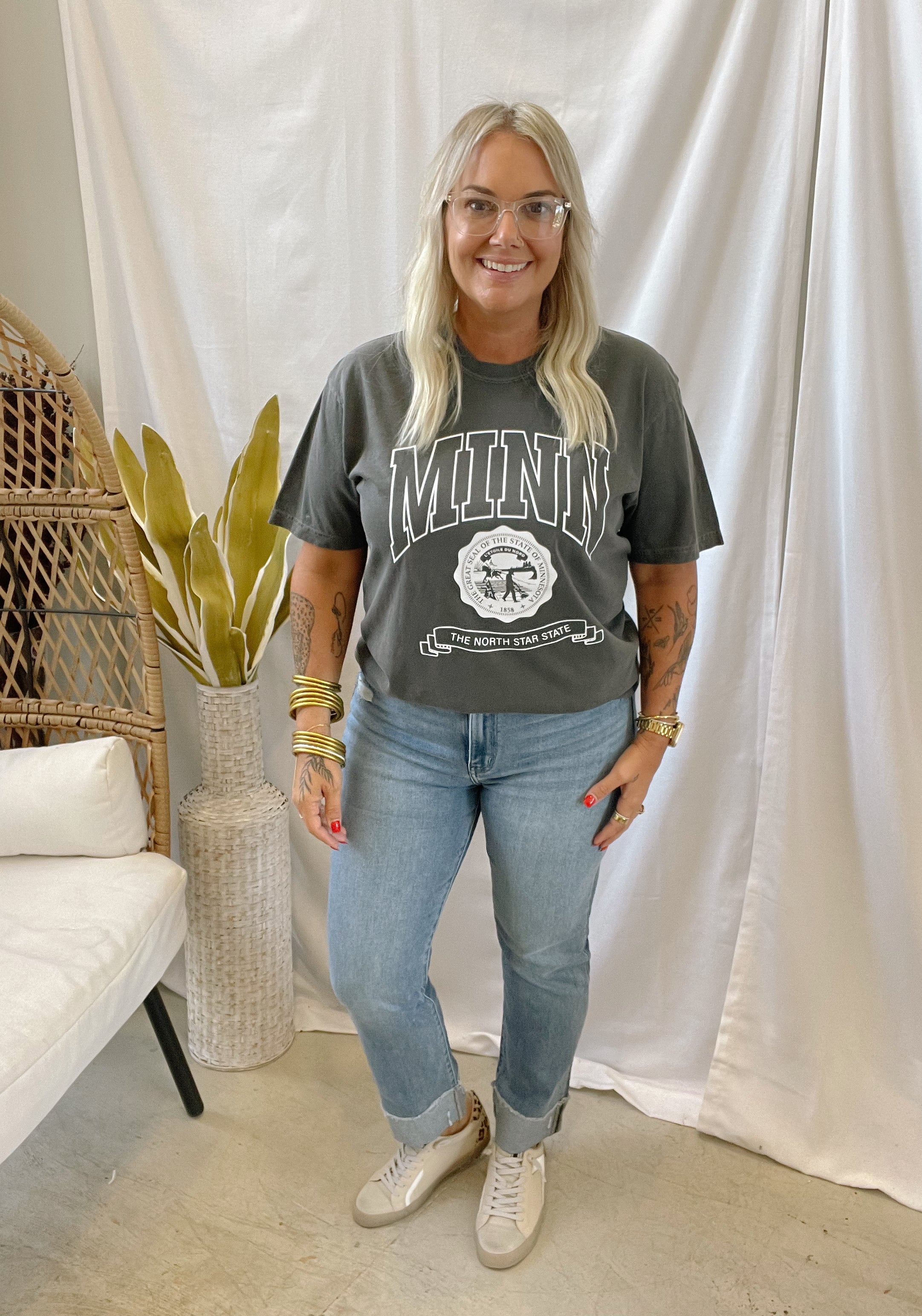 Charcoal Minnesota Tee-Final Sale-Graphic Tees-218-The Silo Boutique, Women's Fashion Boutique Located in Warren and Grand Forks North Dakota