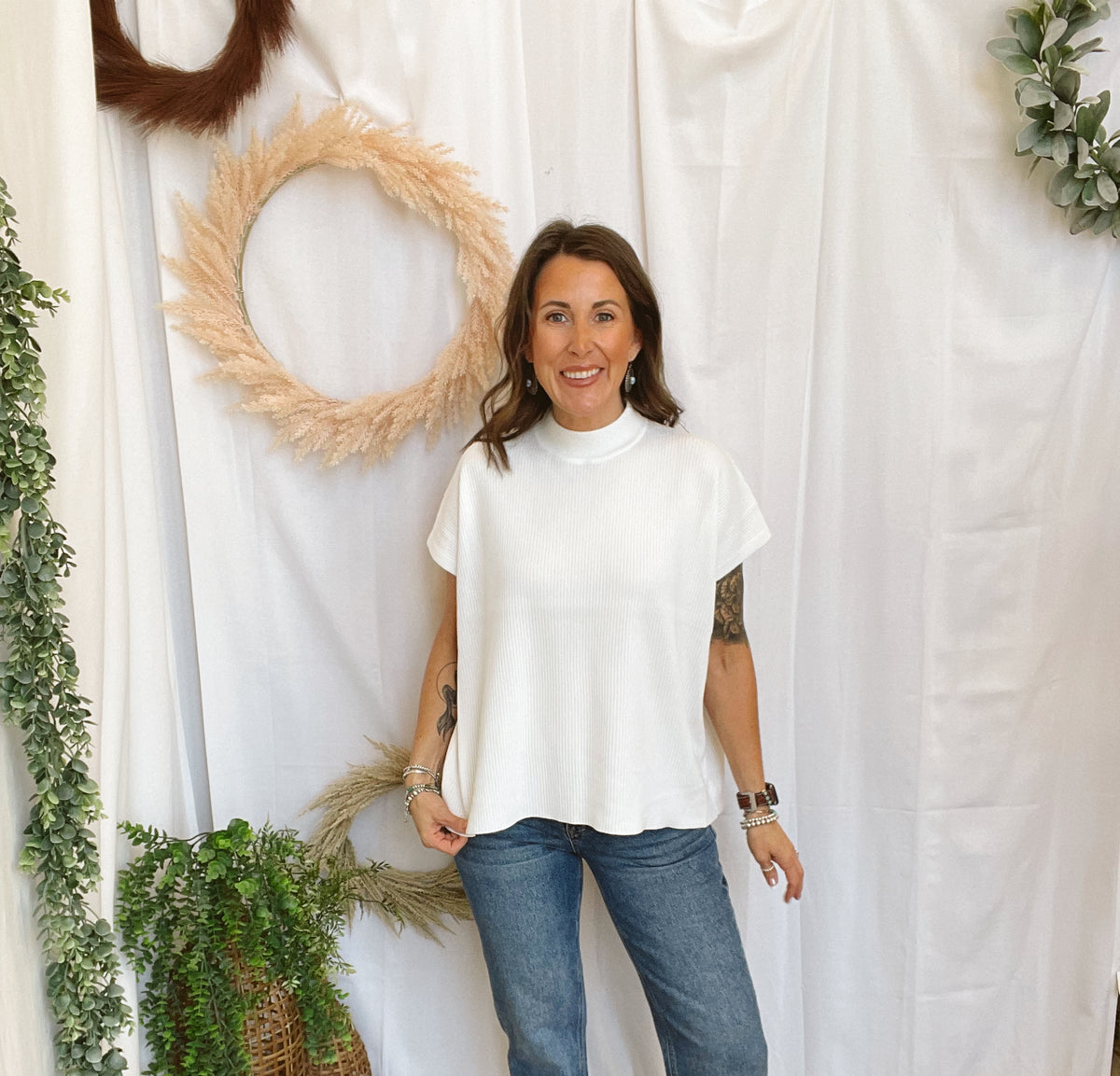Betty Short Sleeve Sweater-White-Sweaters-Zenana-The Silo Boutique, Women's Fashion Boutique Located in Warren and Grand Forks North Dakota