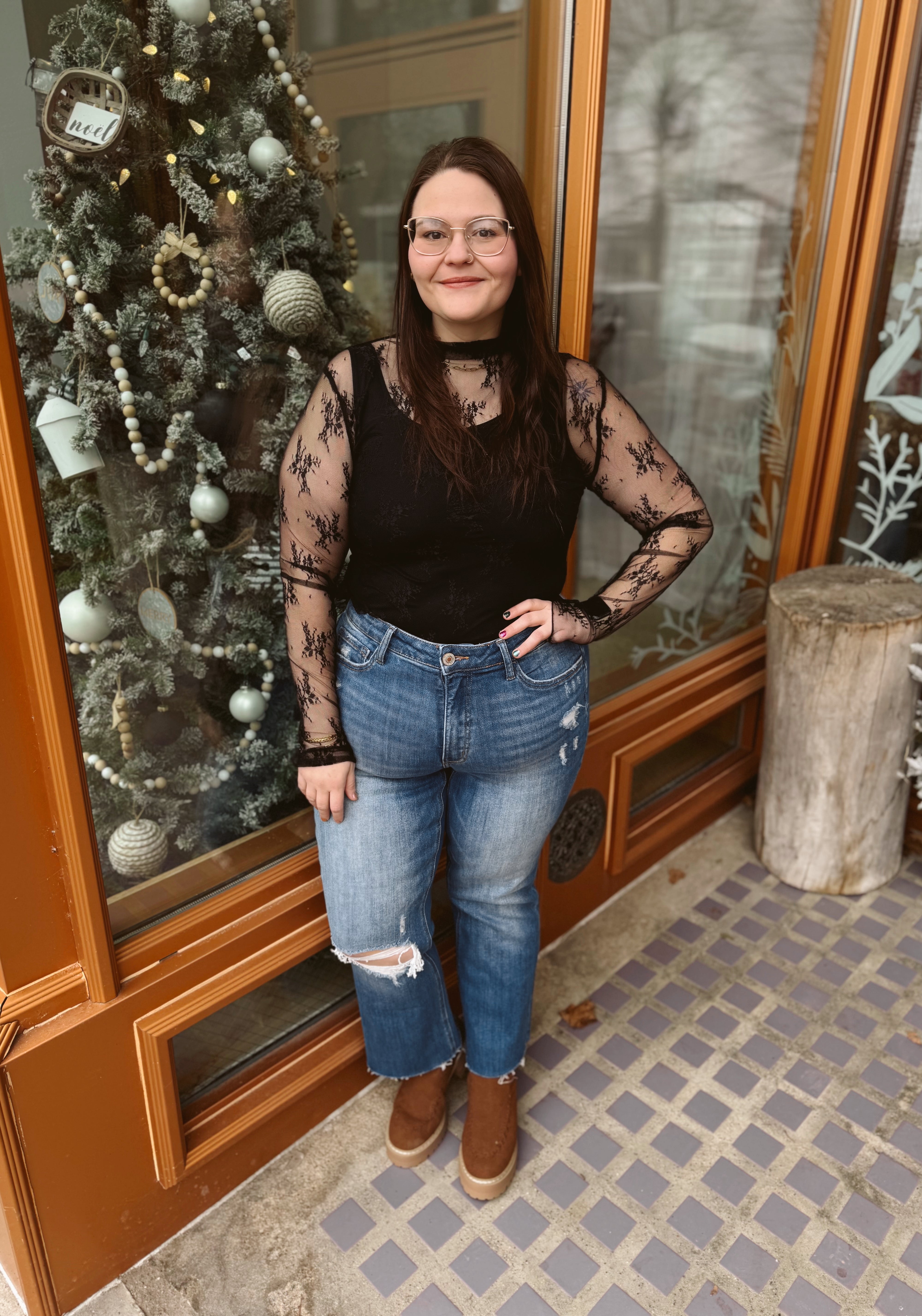 So Sweet Lace Long Sleeve Top-Long Sleeve Tops-sweet genisis-The Silo Boutique, Women's Fashion Boutique Located in Warren and Grand Forks North Dakota