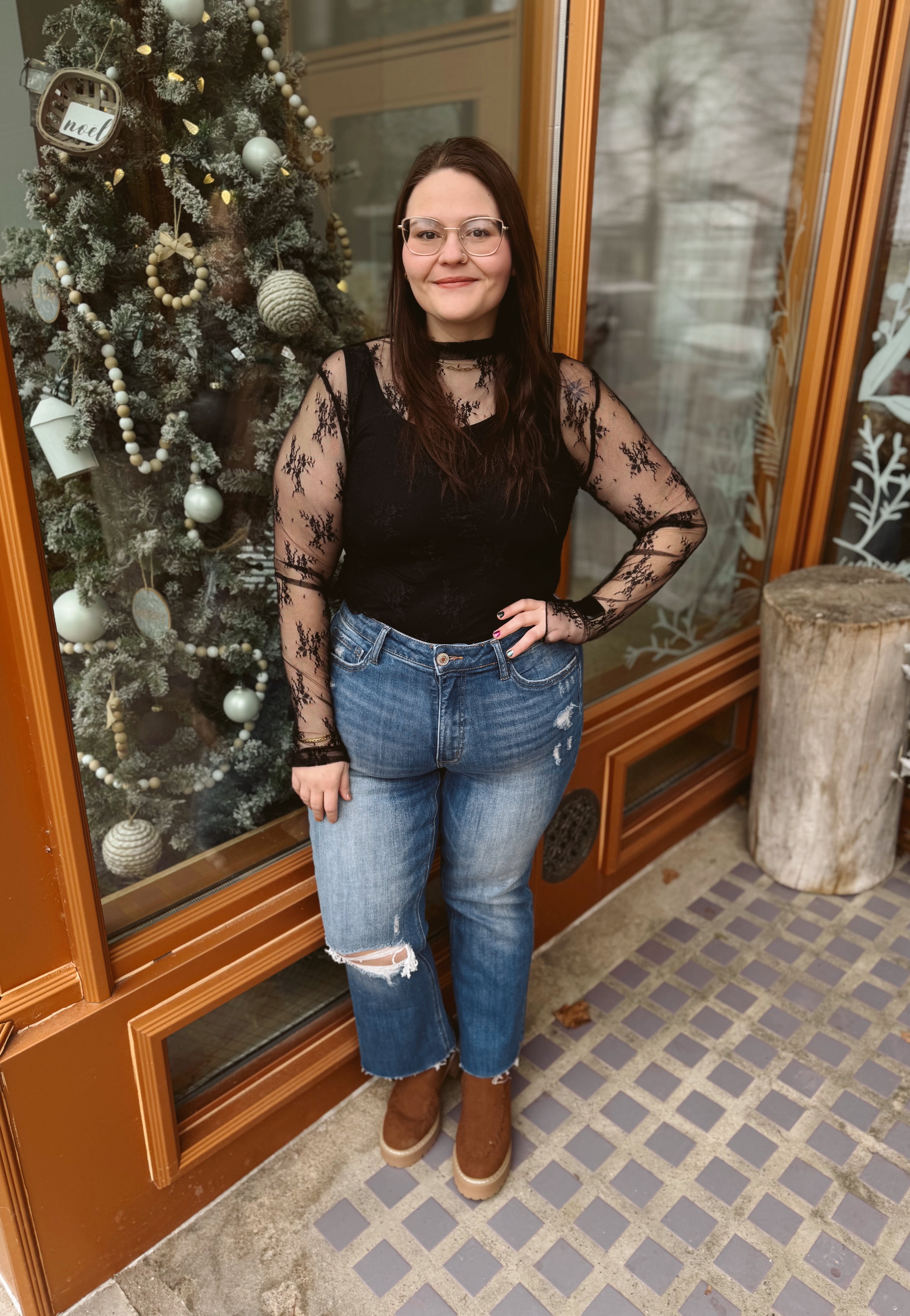 So Sweet Lace Long Sleeve Top-Long Sleeve Tops-sweet genisis-The Silo Boutique, Women's Fashion Boutique Located in Warren and Grand Forks North Dakota