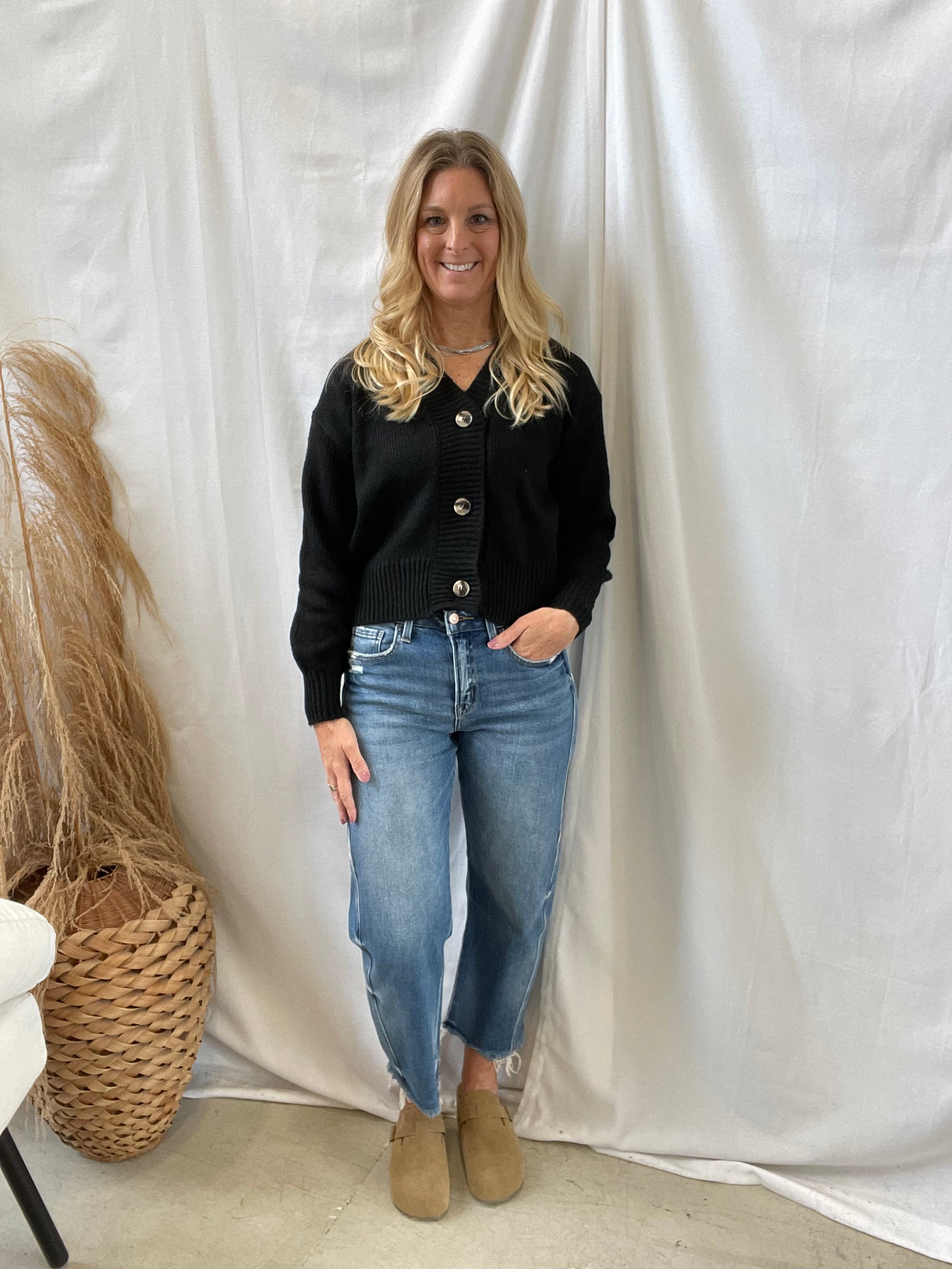 Zen Button Down Cardigan-Black-Cardigans-zenana-The Silo Boutique, Women's Fashion Boutique Located in Warren and Grand Forks North Dakota