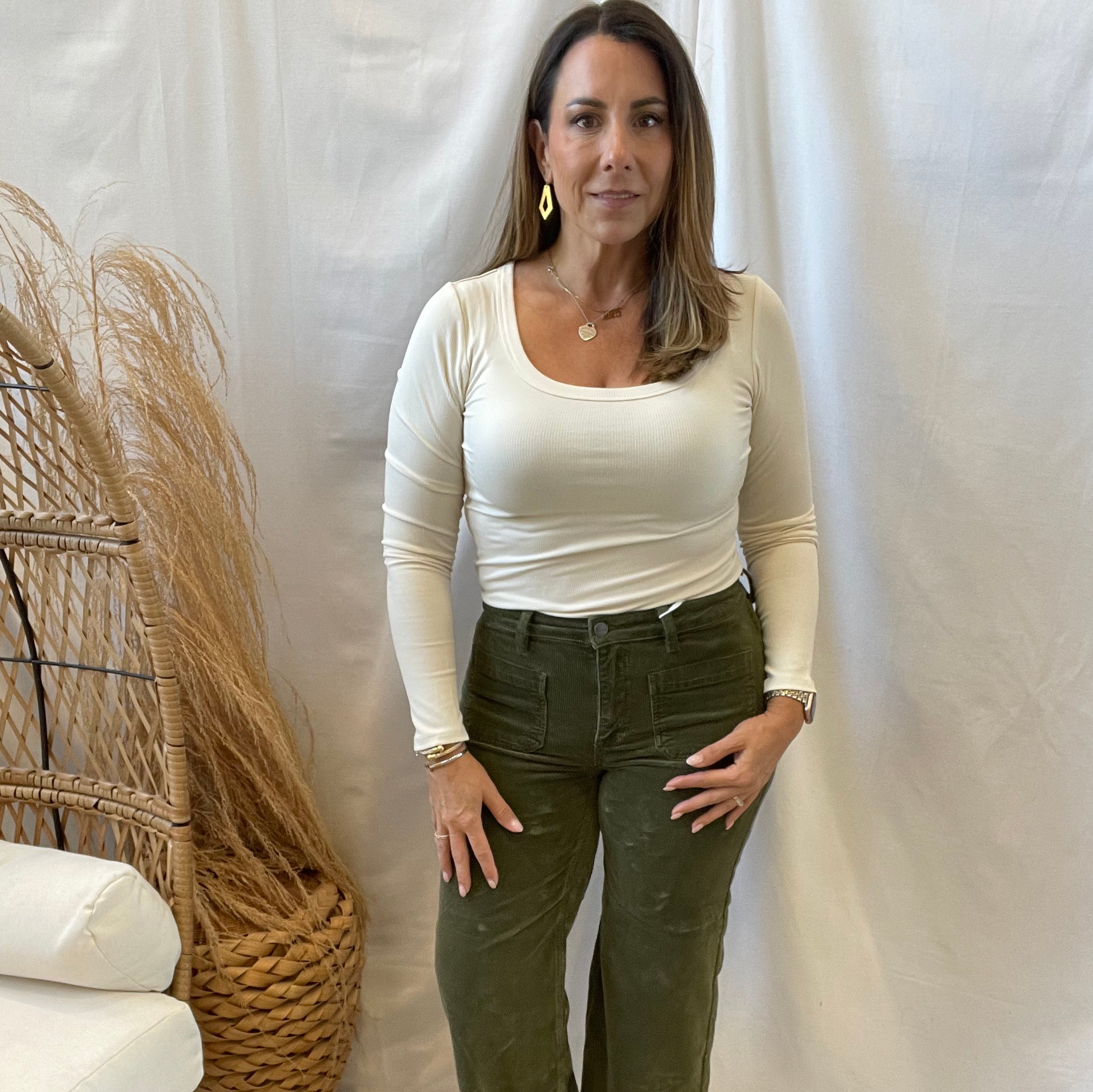 Risen Corduroy Olive Jeans-Jeans-risen-The Silo Boutique, Women's Fashion Boutique Located in Warren and Grand Forks North Dakota